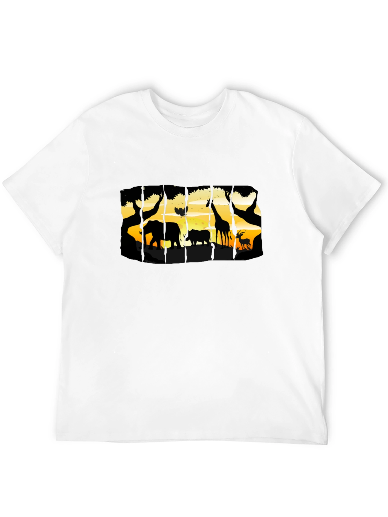Camiseta Negra con Diseño de Vida Salvaje Africana