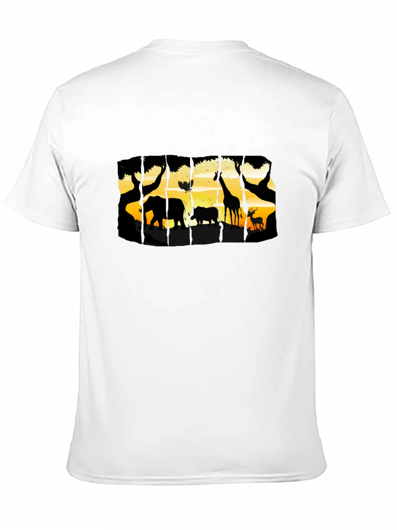Camiseta Negra con Diseño de Vida Salvaje Africana