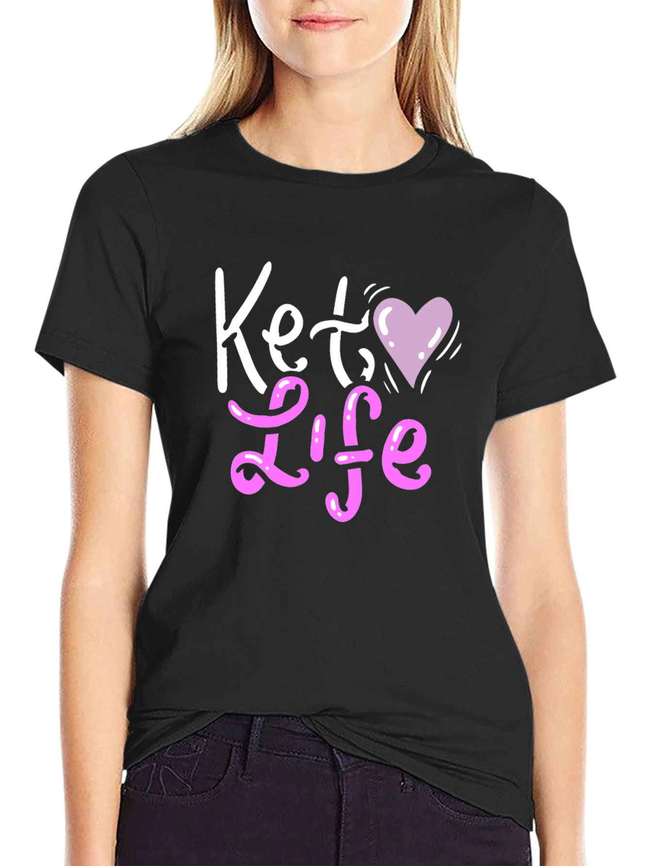 Camiseta Negra Keto Life con Corazón