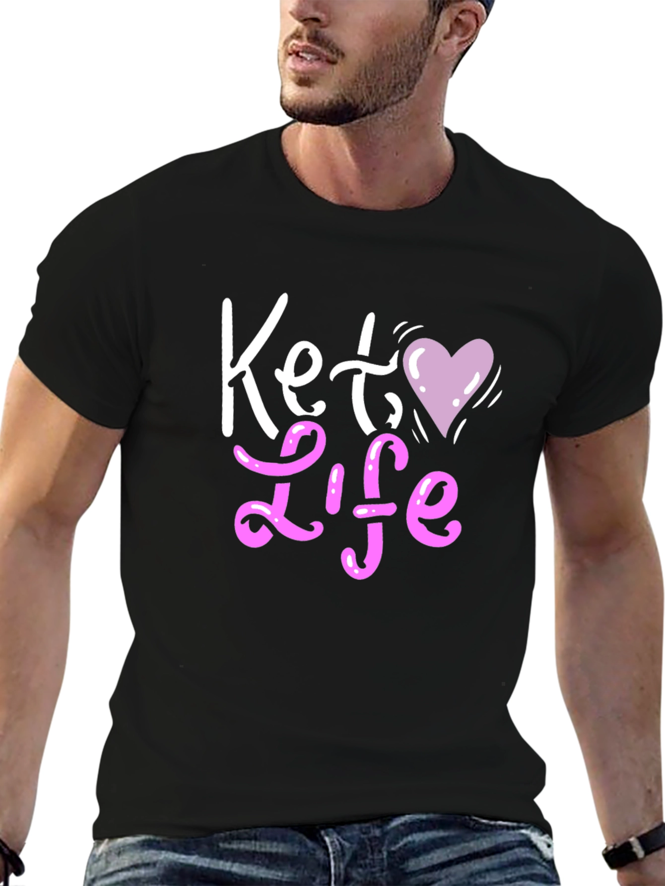 Camiseta Negra Keto Life con Corazón