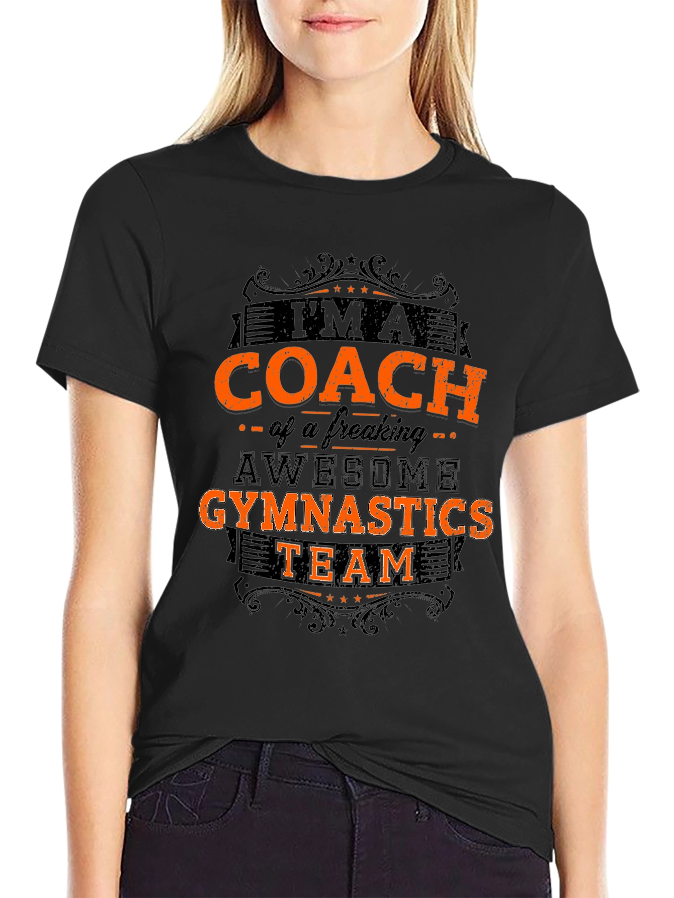 Camiseta Negra: Entrenador de Gimnasia Impresionante