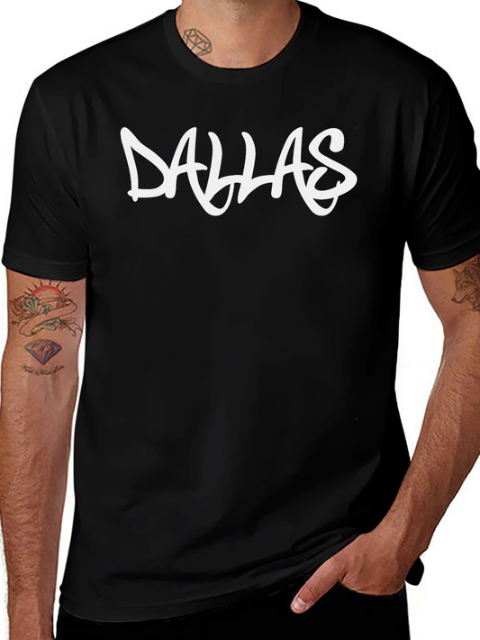 Camiseta Negra con Diseño Dallas en Blanco