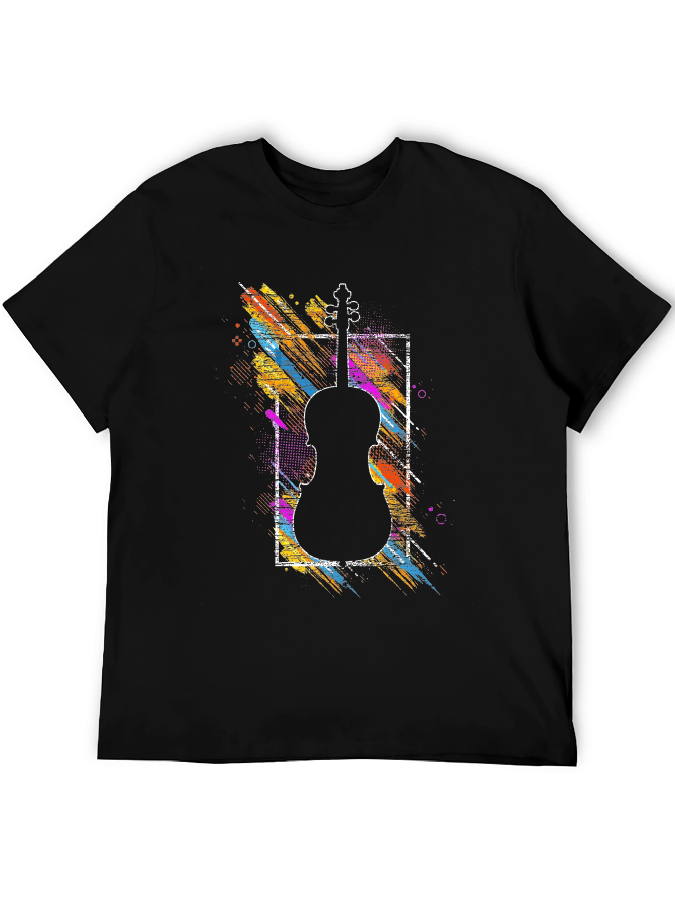 Camiseta Negra con Diseño de Violín Abstracto