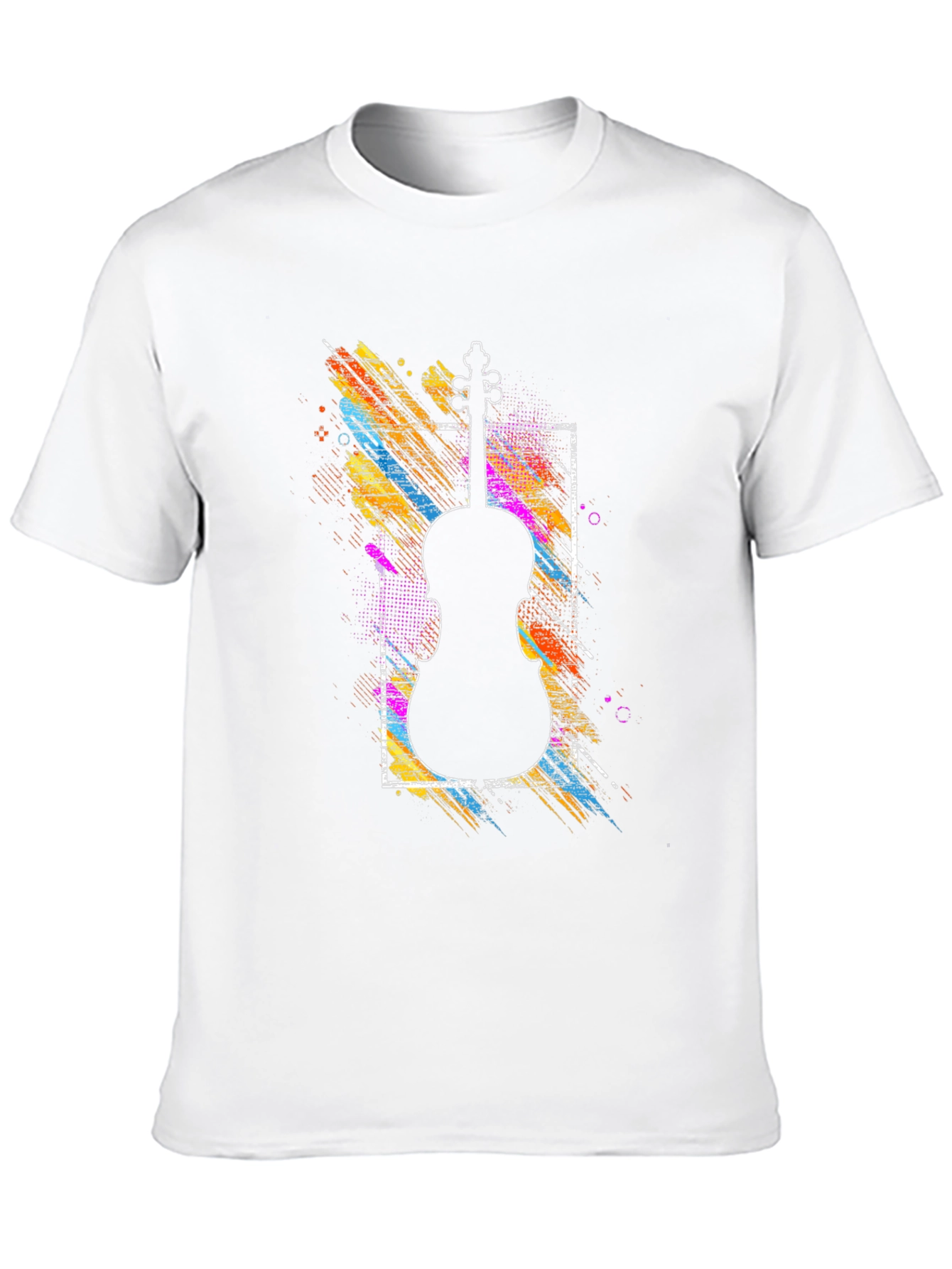 Camiseta Negra con Diseño de Violín Abstracto