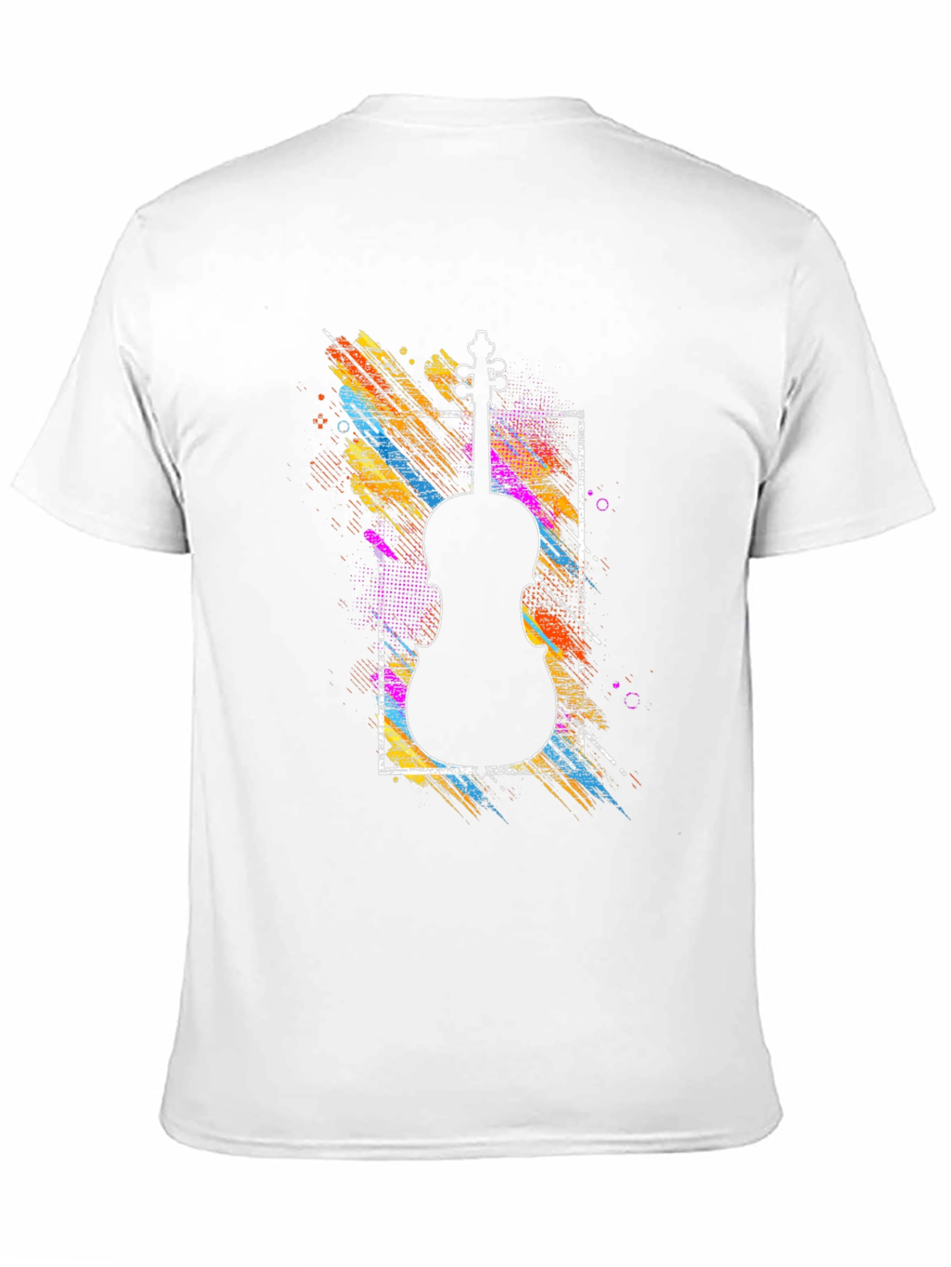 Camiseta Negra con Diseño de Violín Abstracto