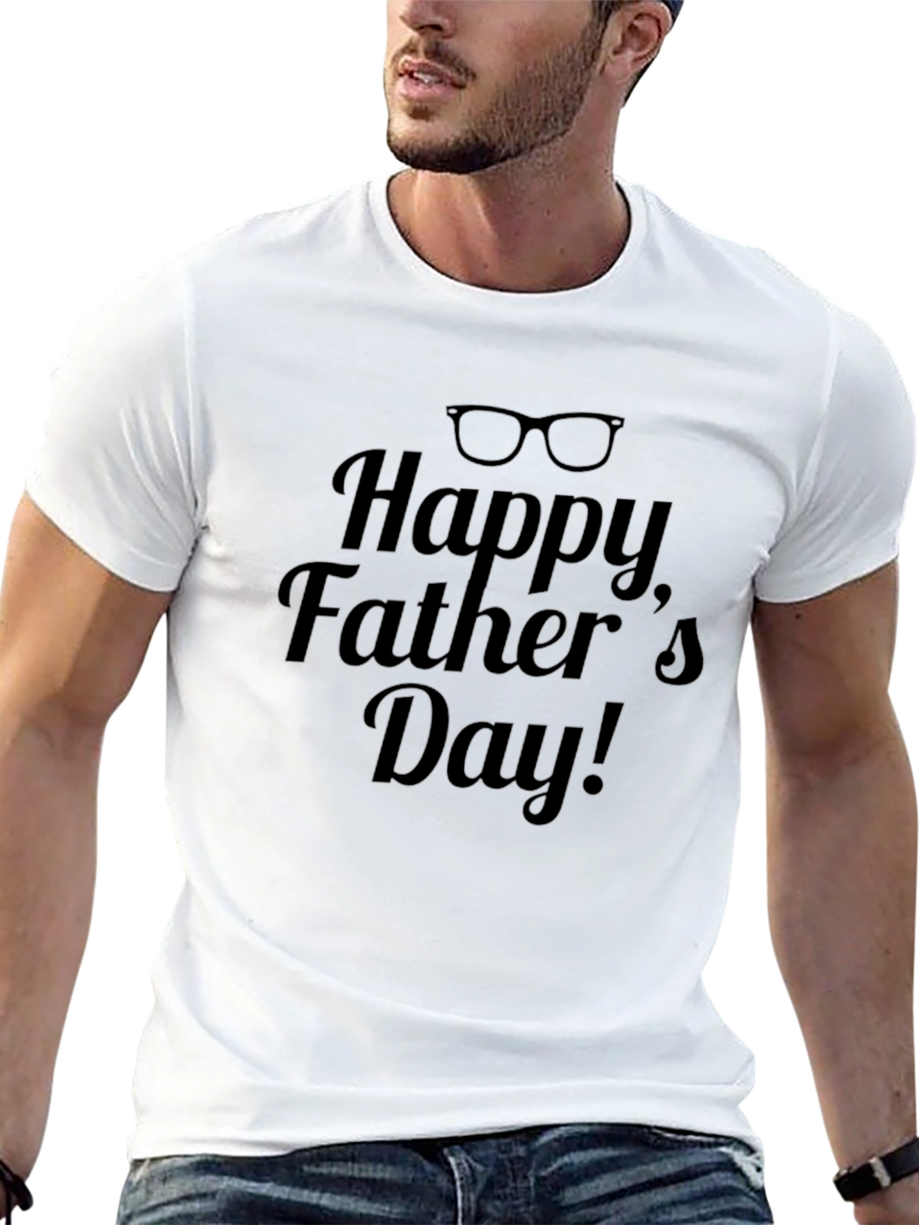 Camiseta Negra Feliz Día del Padre con Gafas