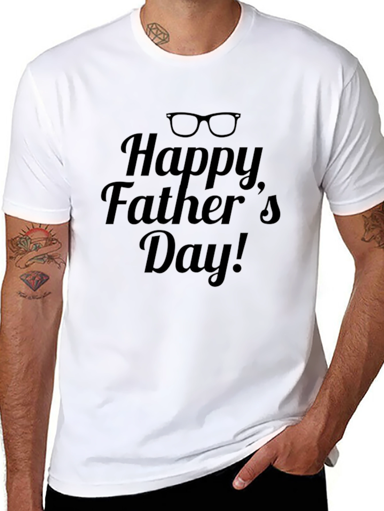 Camiseta Negra Feliz Día del Padre con Gafas