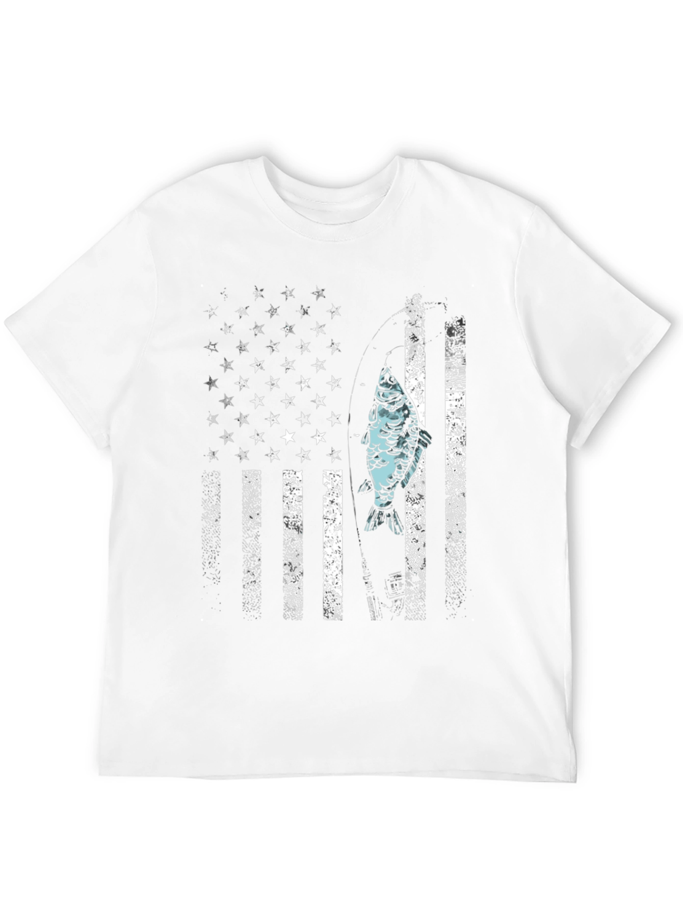 Camiseta Hombre Diseño Bandera USA con Pez