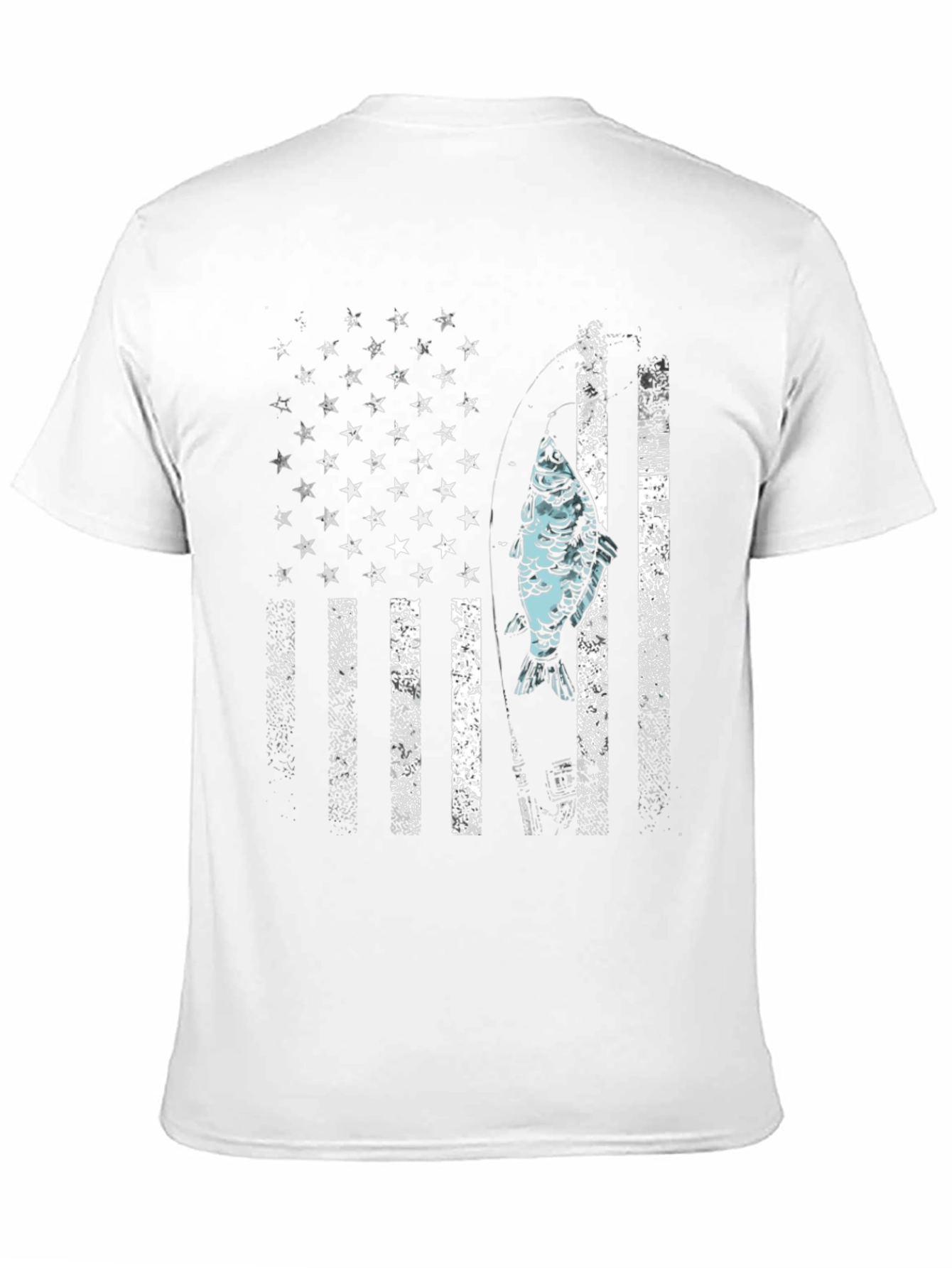 Camiseta Hombre Diseño Bandera USA con Pez