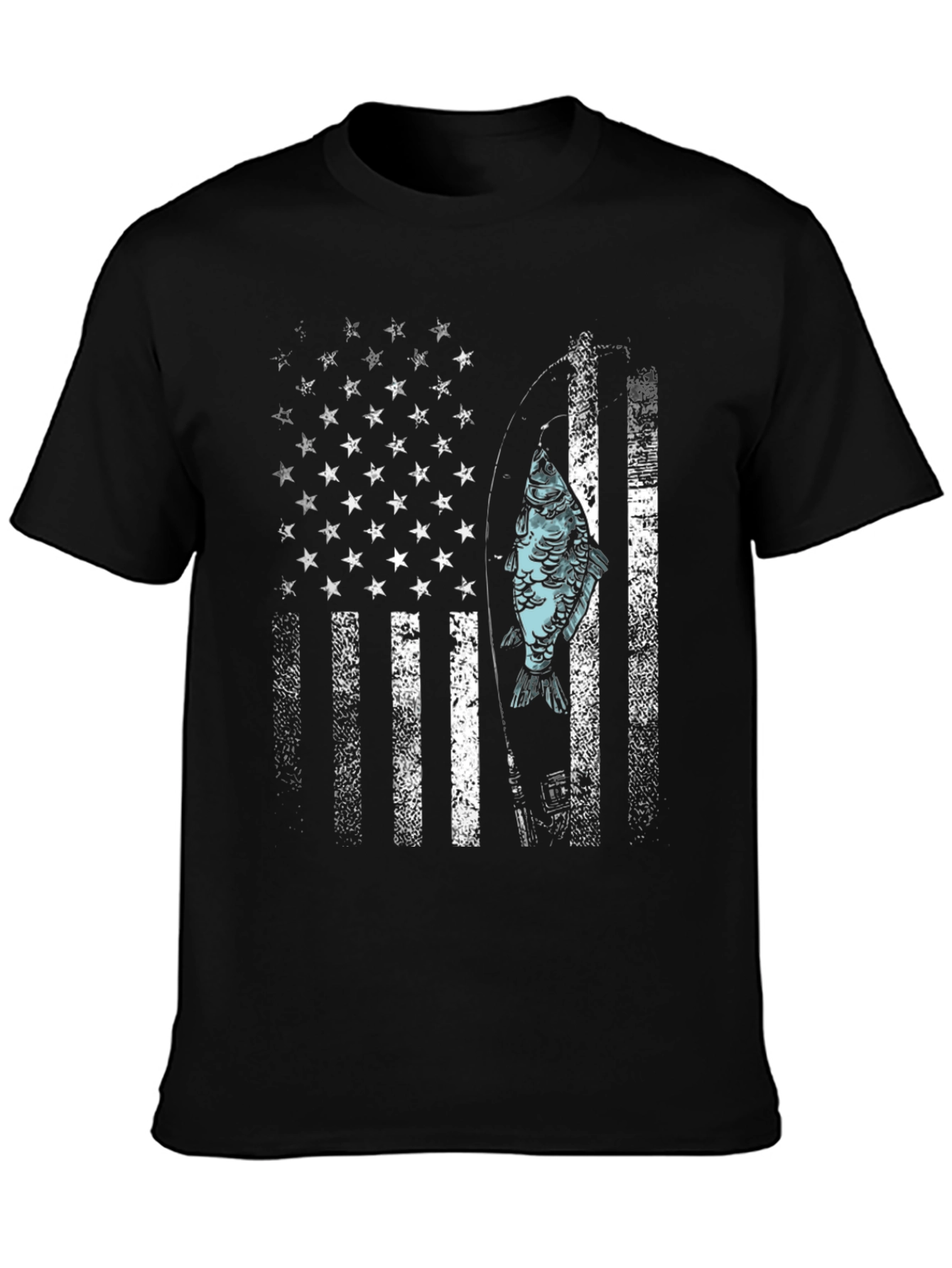 Camiseta Hombre Diseño Bandera USA con Pez