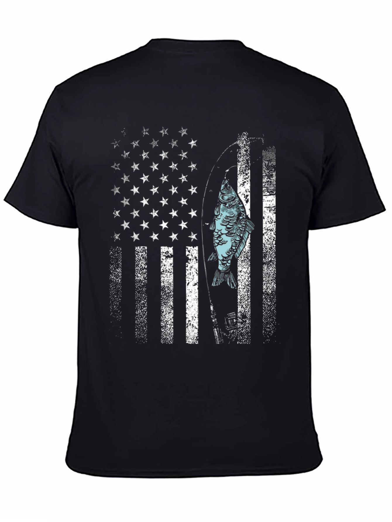 Camiseta Hombre Diseño Bandera USA con Pez