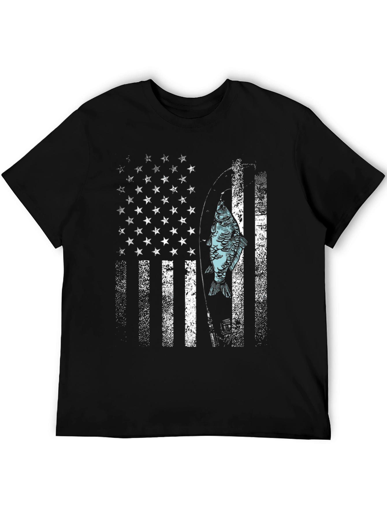 Camiseta Hombre Diseño Bandera USA con Pez