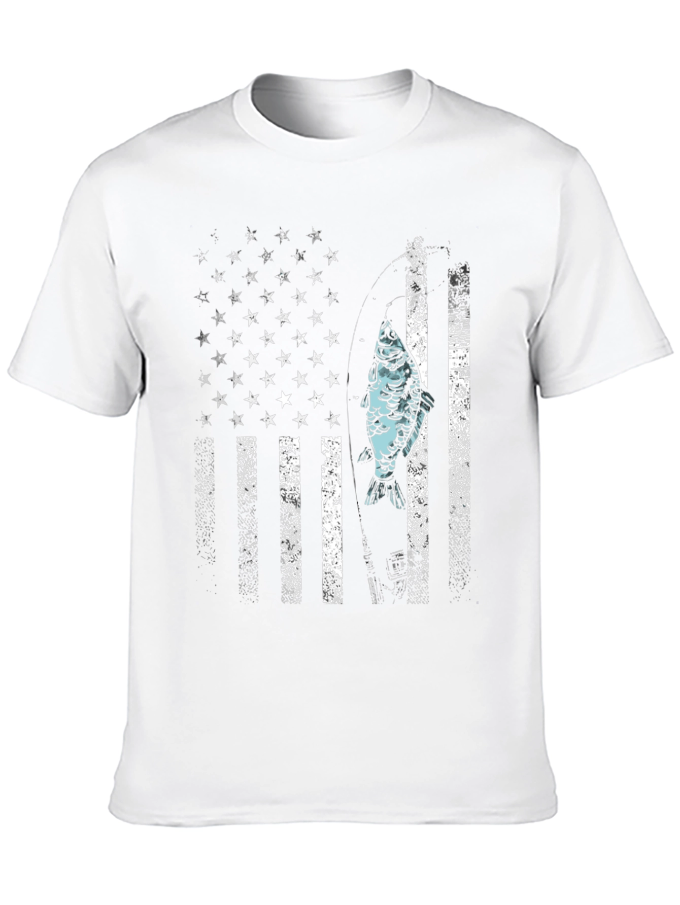 Camiseta Hombre Diseño Bandera USA con Pez