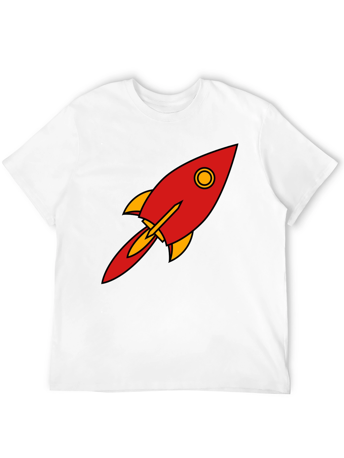 Camiseta Negra con Diseño de Cohete Retro