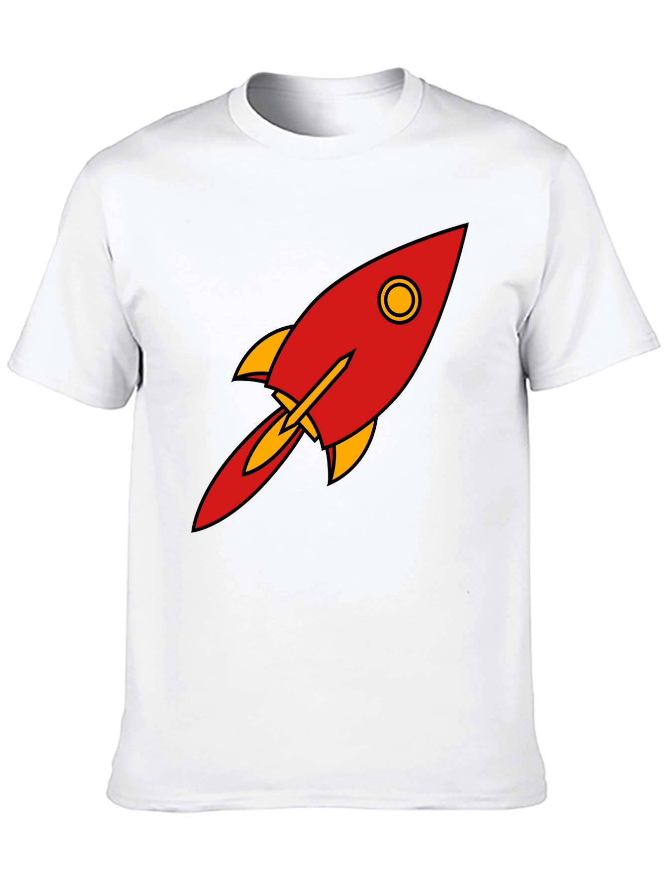 Camiseta Negra con Diseño de Cohete Retro