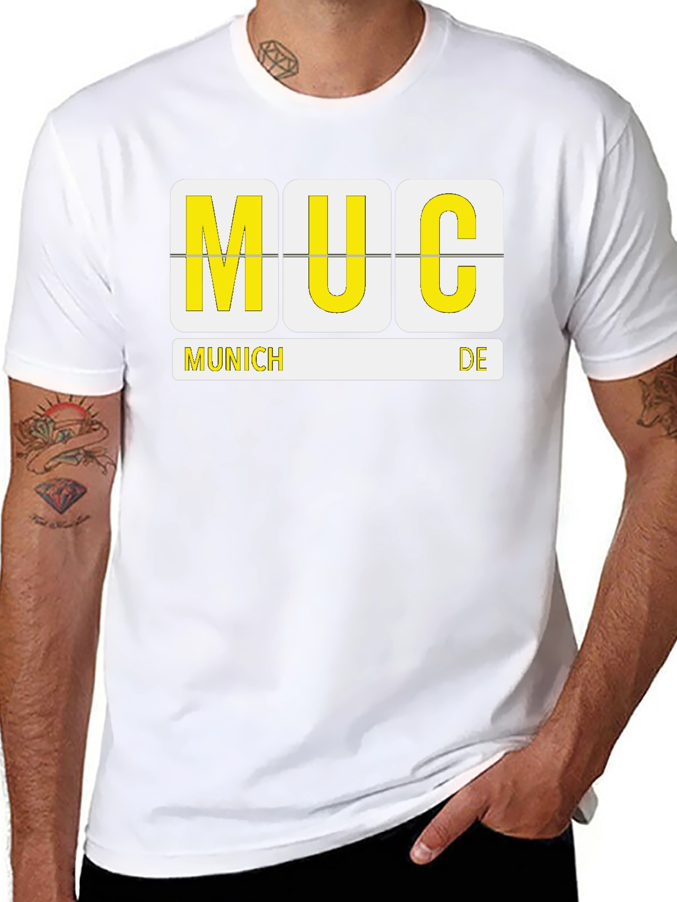 Camiseta Negra Munich MUC - Diseño Aeropuerto