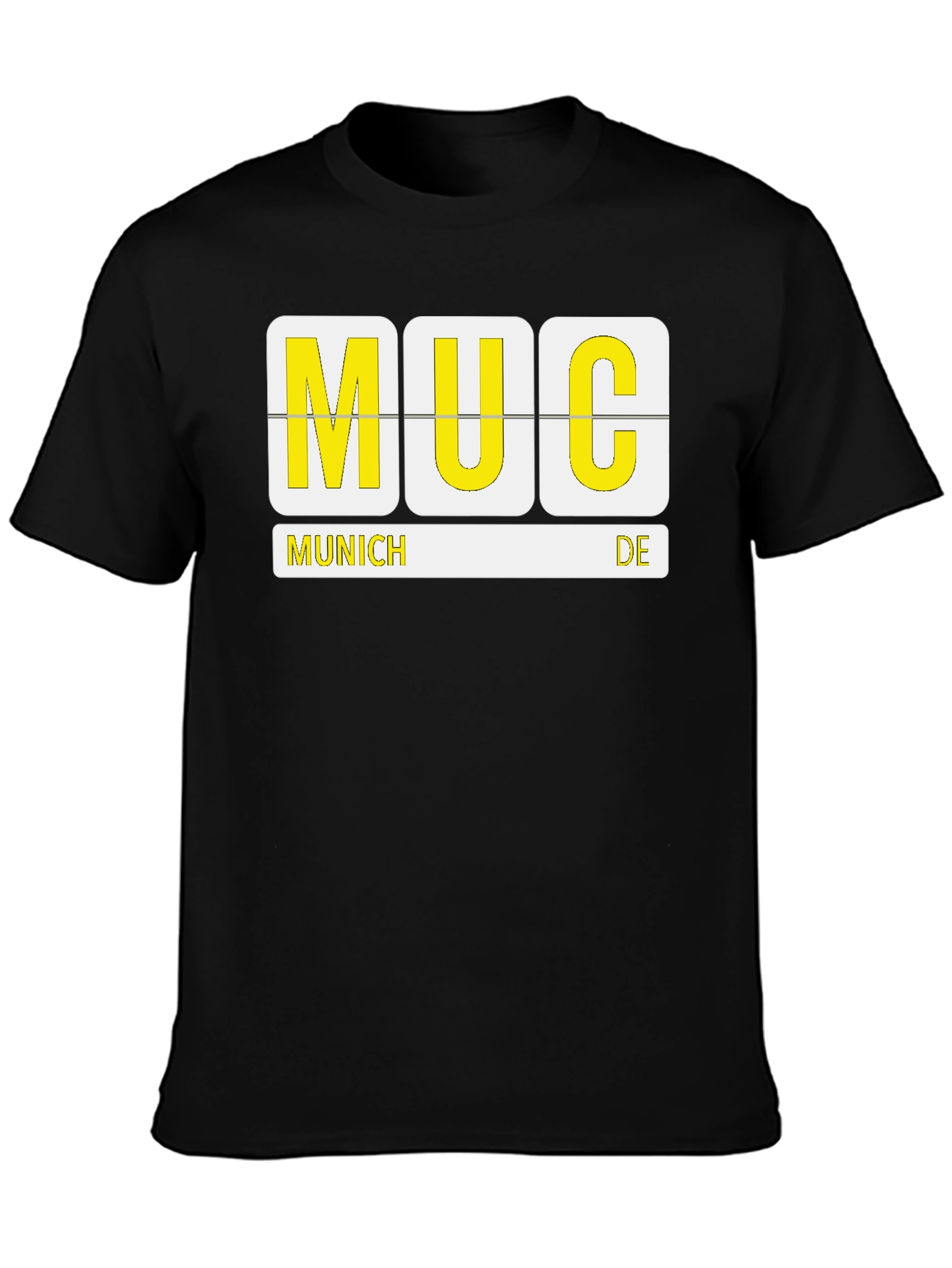Camiseta Negra Munich MUC - Diseño Aeropuerto