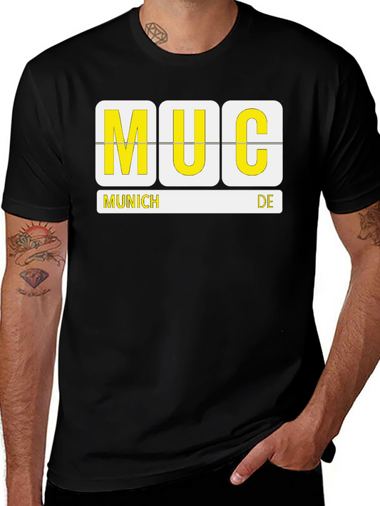 Camiseta Negra Munich MUC - Diseño Aeropuerto