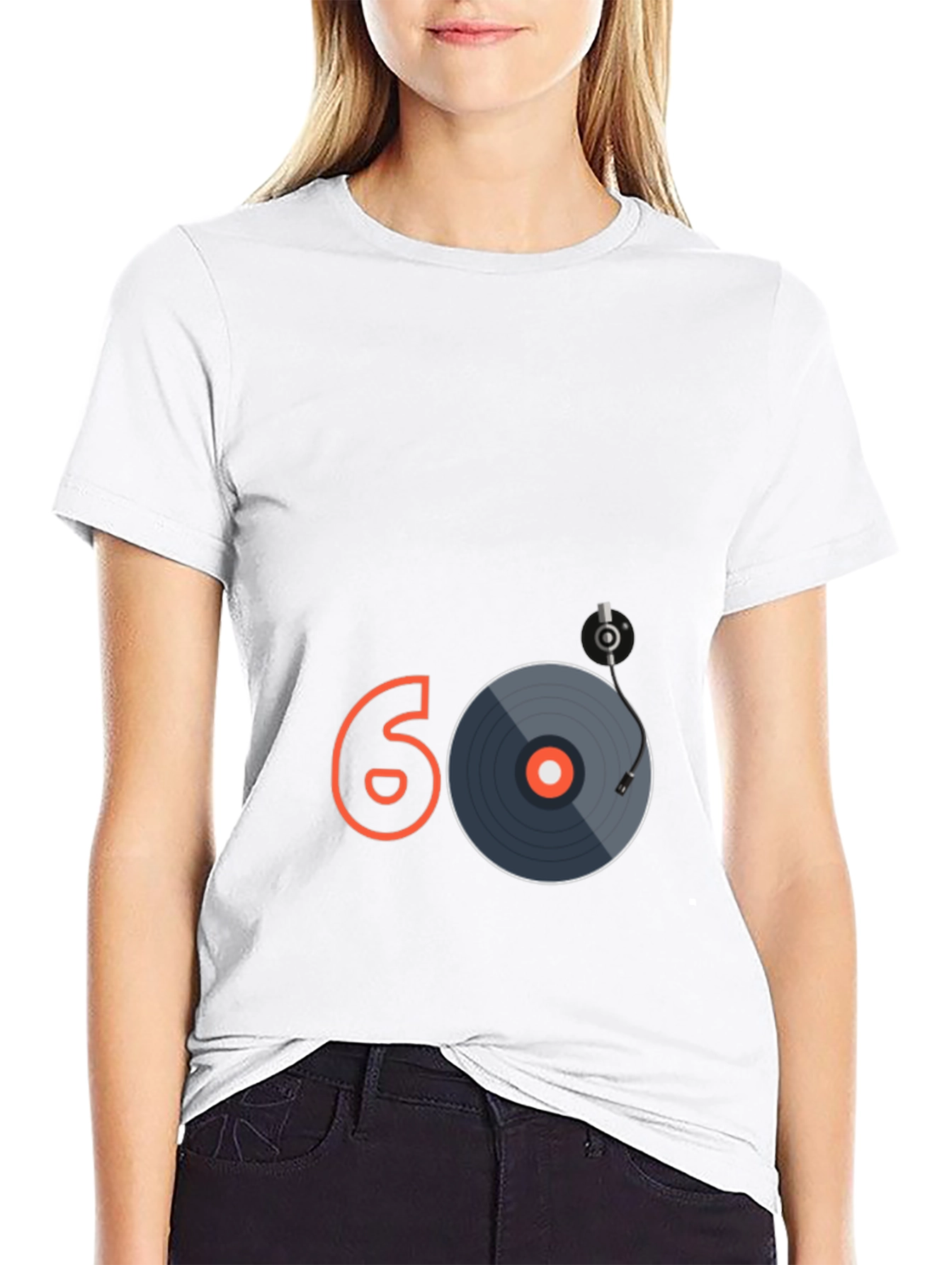 Camiseta Negra Diseño 60 Vinilo