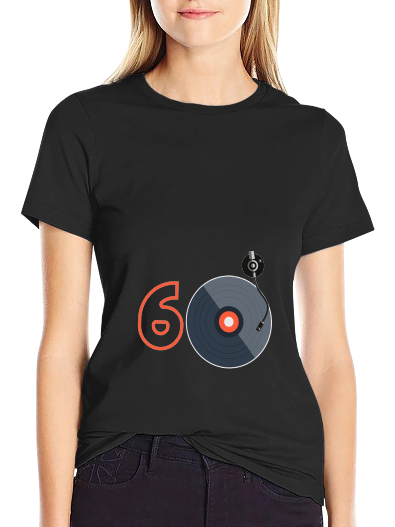 Camiseta Negra Diseño 60 Vinilo