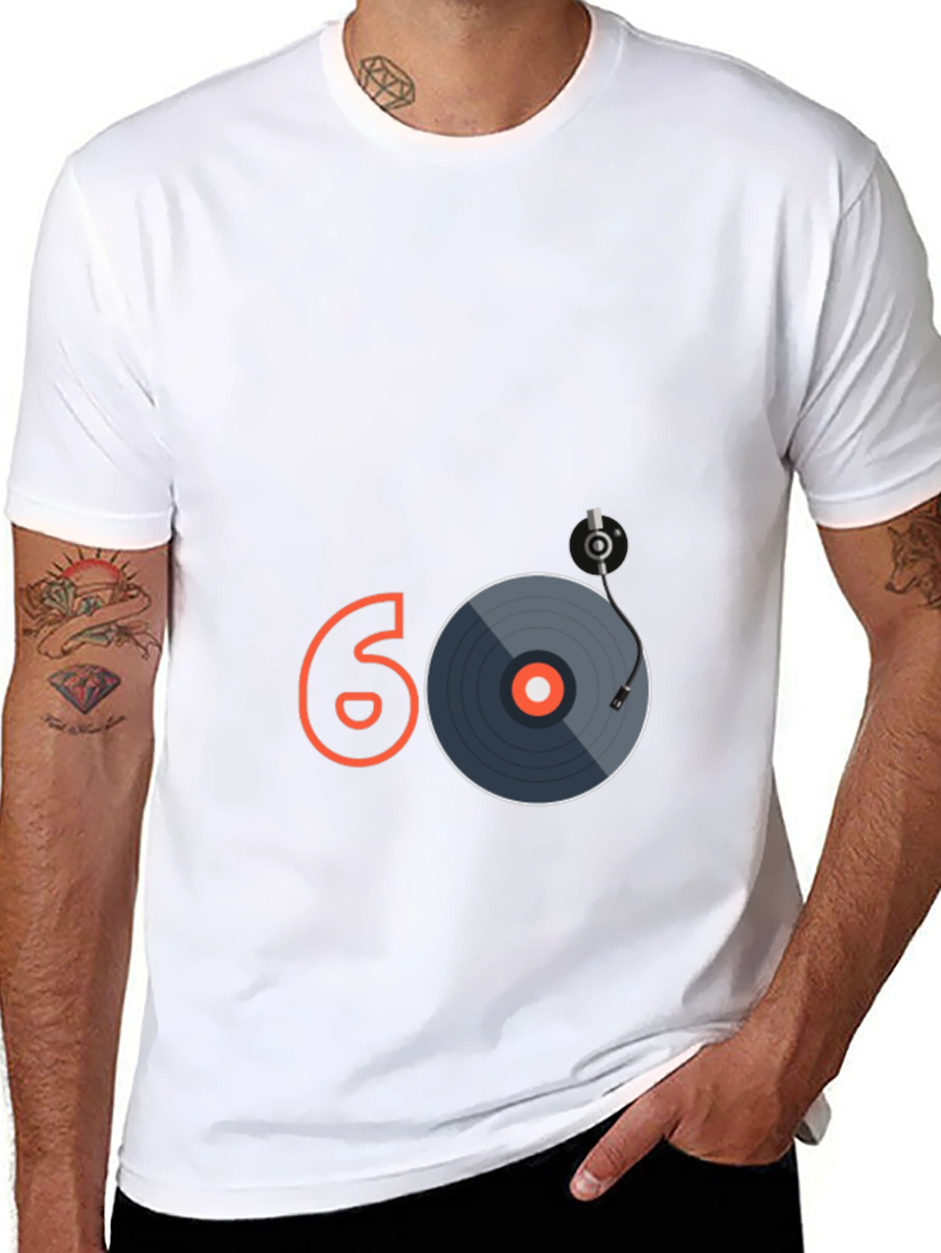 Camiseta Negra Diseño 60 Vinilo