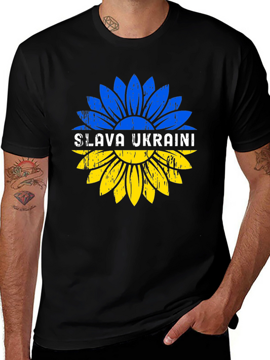 Camiseta Negra Slava Ukraini Girasol Ucraniano