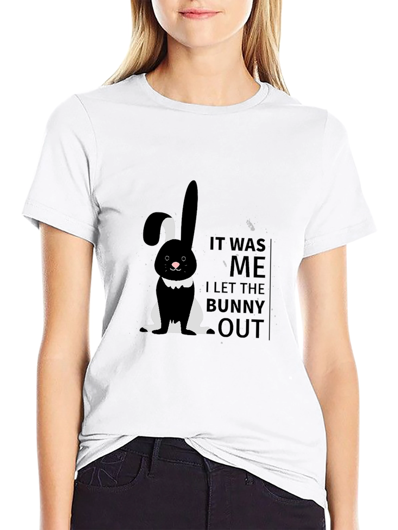 Camiseta Negra con Diseño de Conejo It Was Me