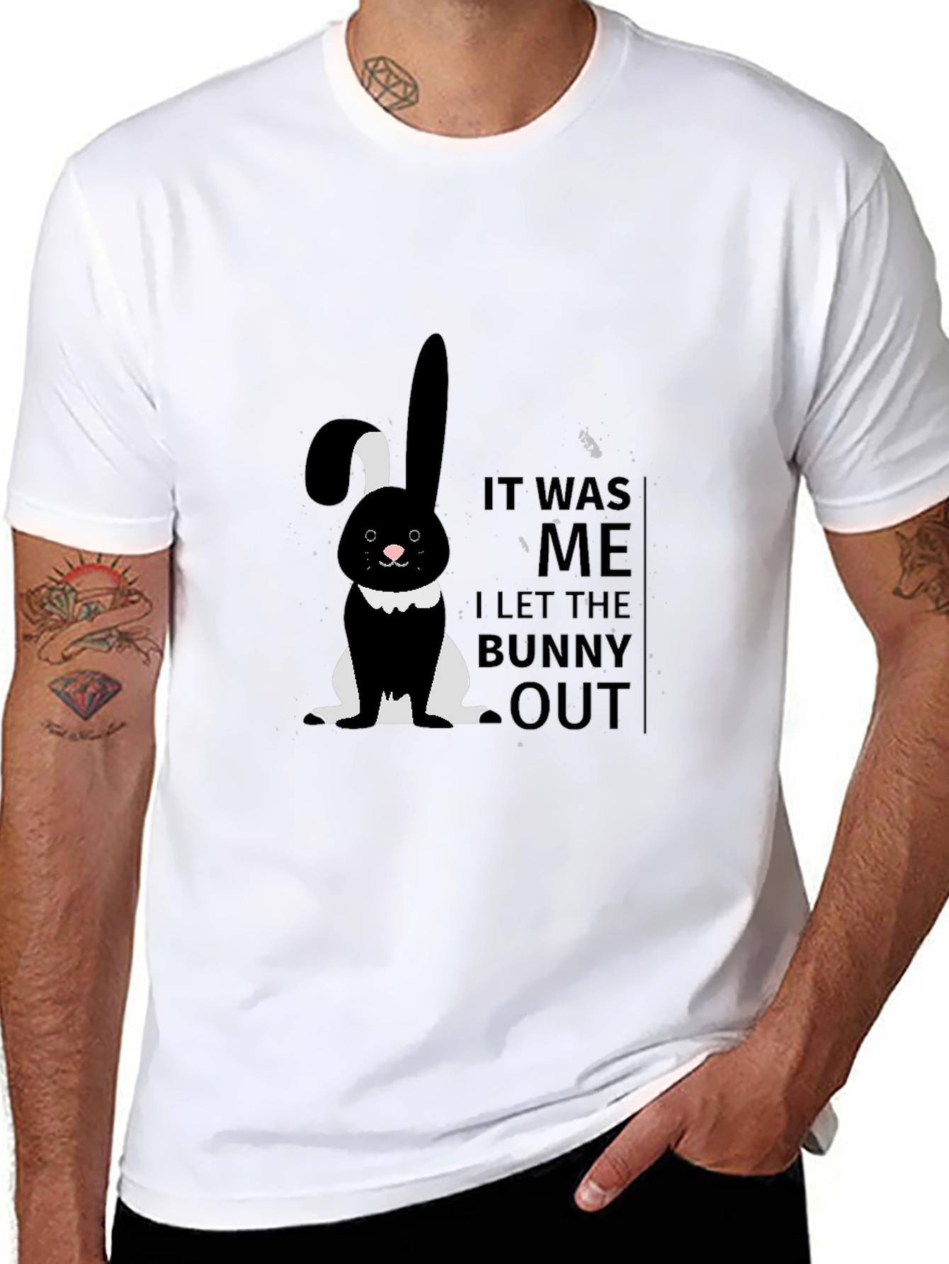 Camiseta Negra con Diseño de Conejo It Was Me
