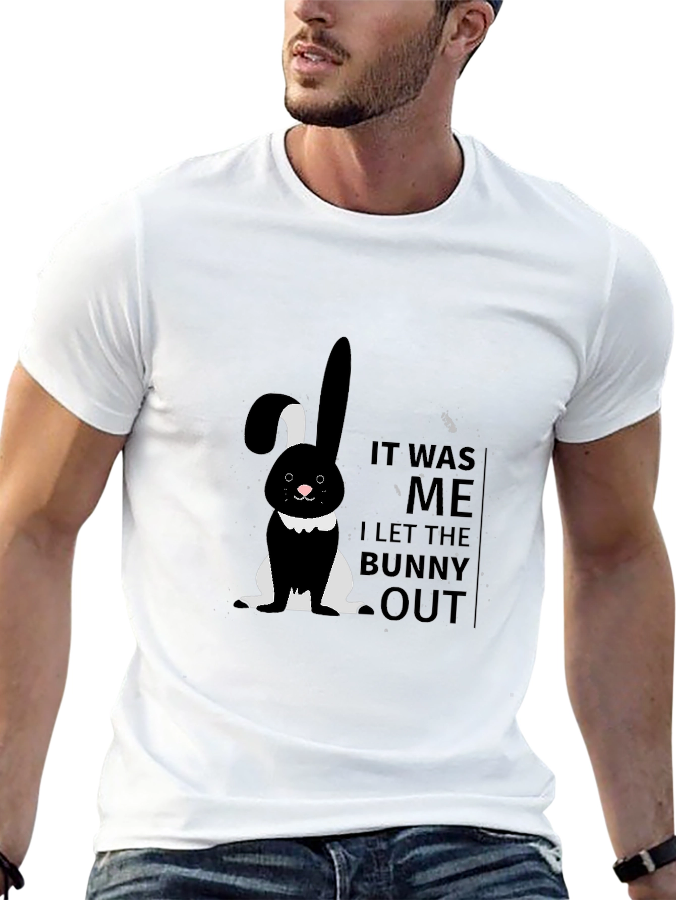 Camiseta Negra con Diseño de Conejo It Was Me