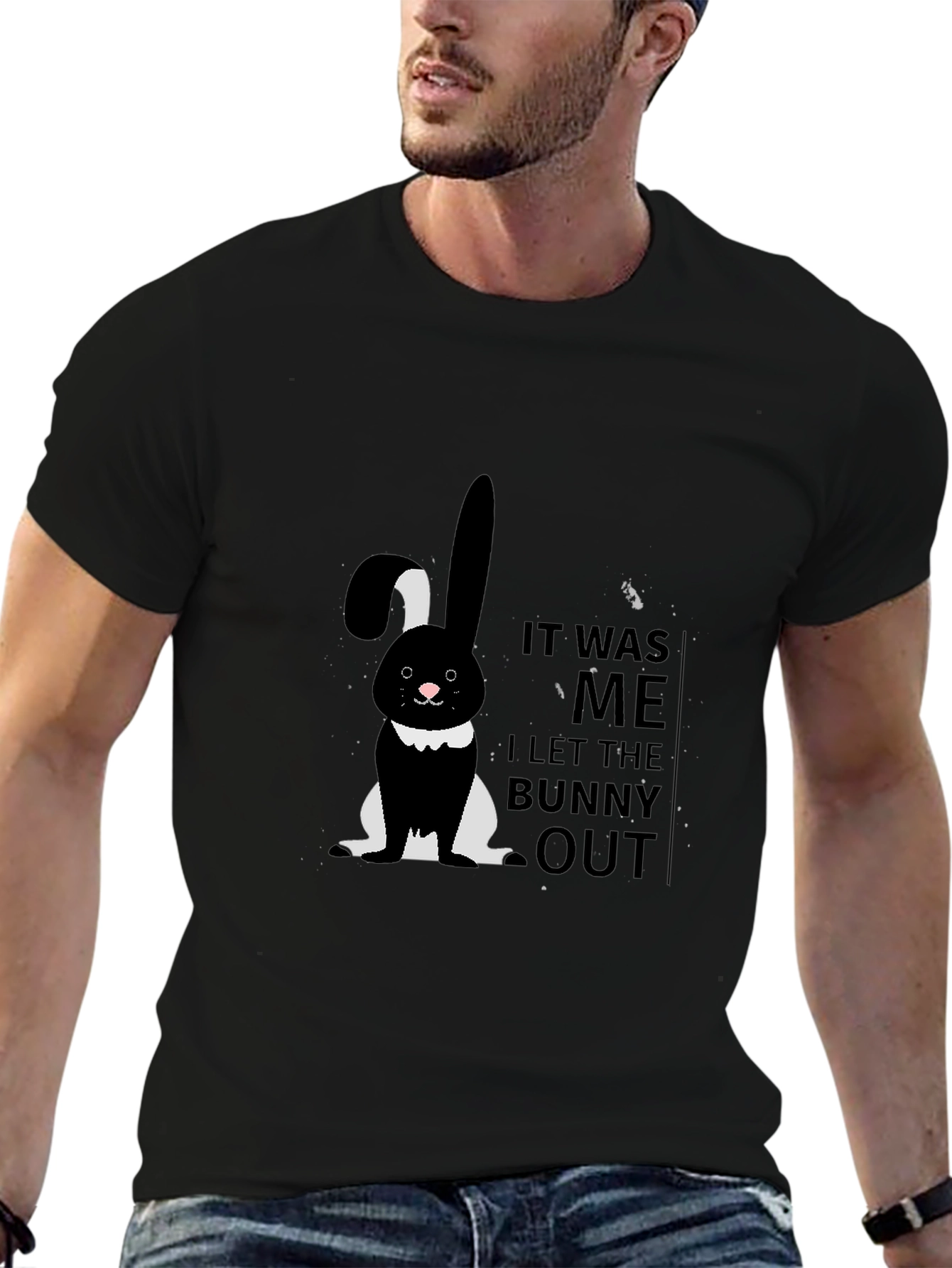 Camiseta Negra con Diseño de Conejo It Was Me