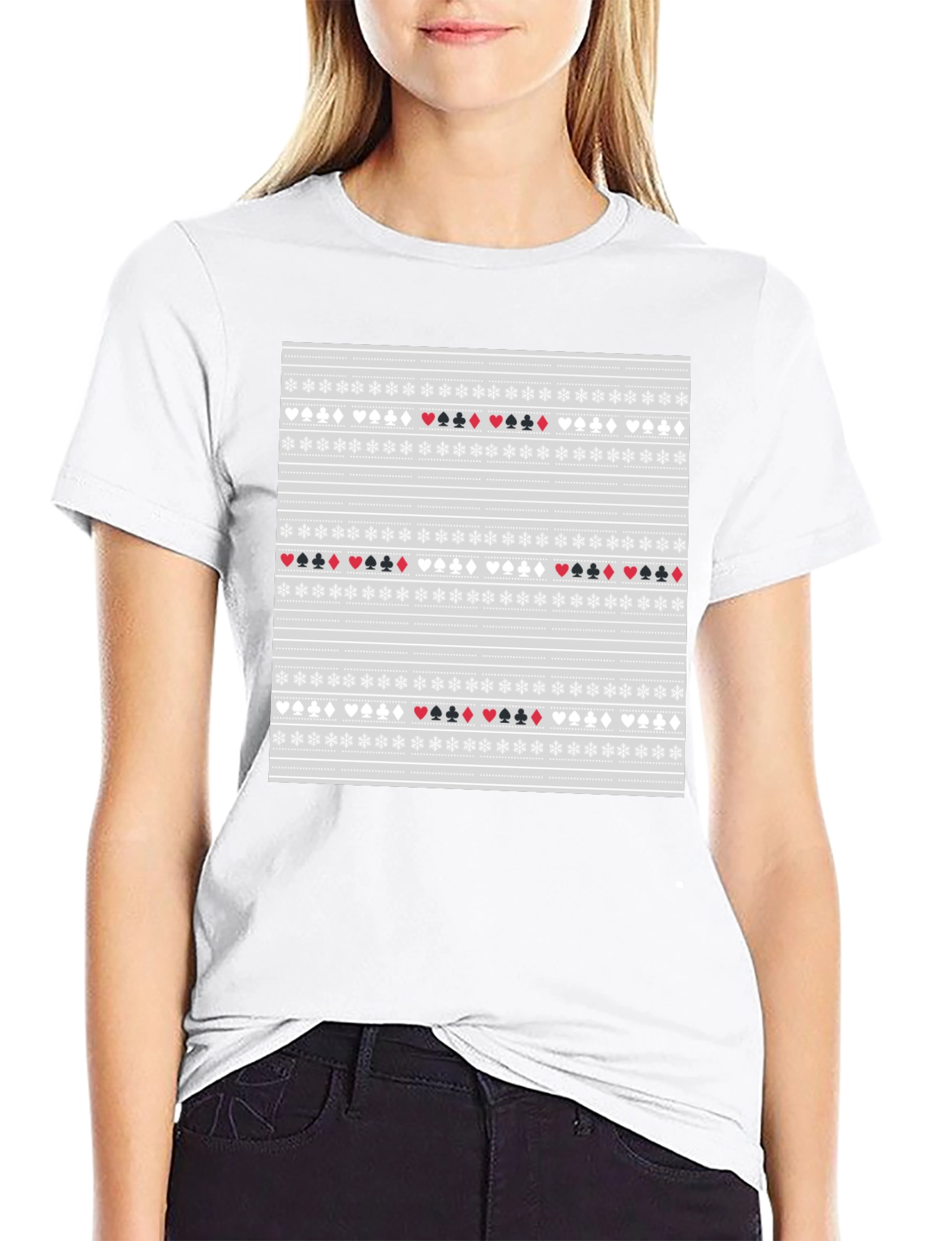 Camiseta Negra con Diseño de Cartas de Póker