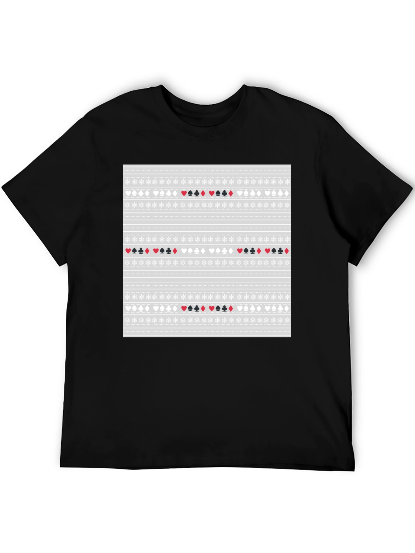 Camiseta Negra con Diseño de Cartas de Póker