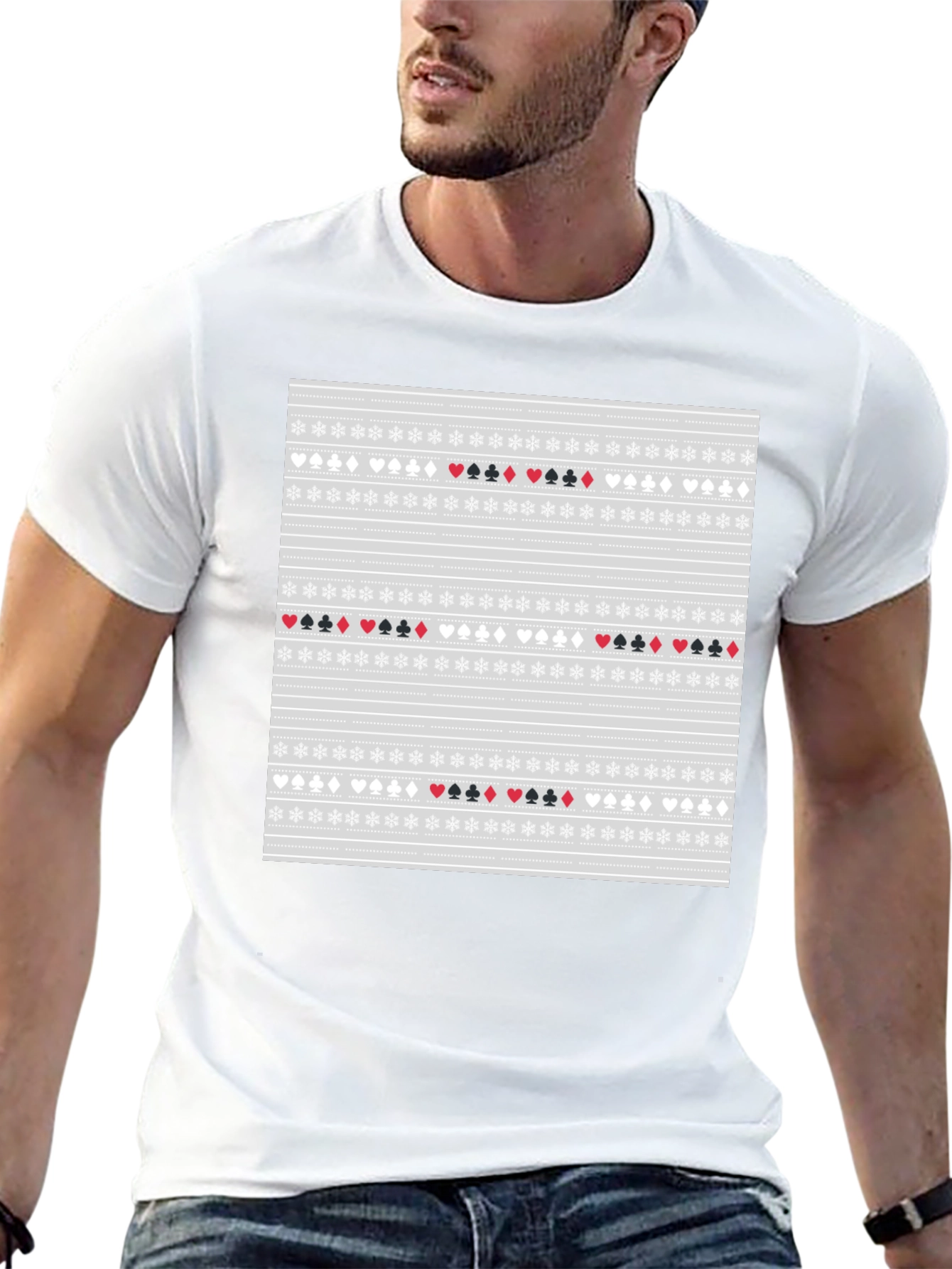 Camiseta Negra con Diseño de Cartas de Póker