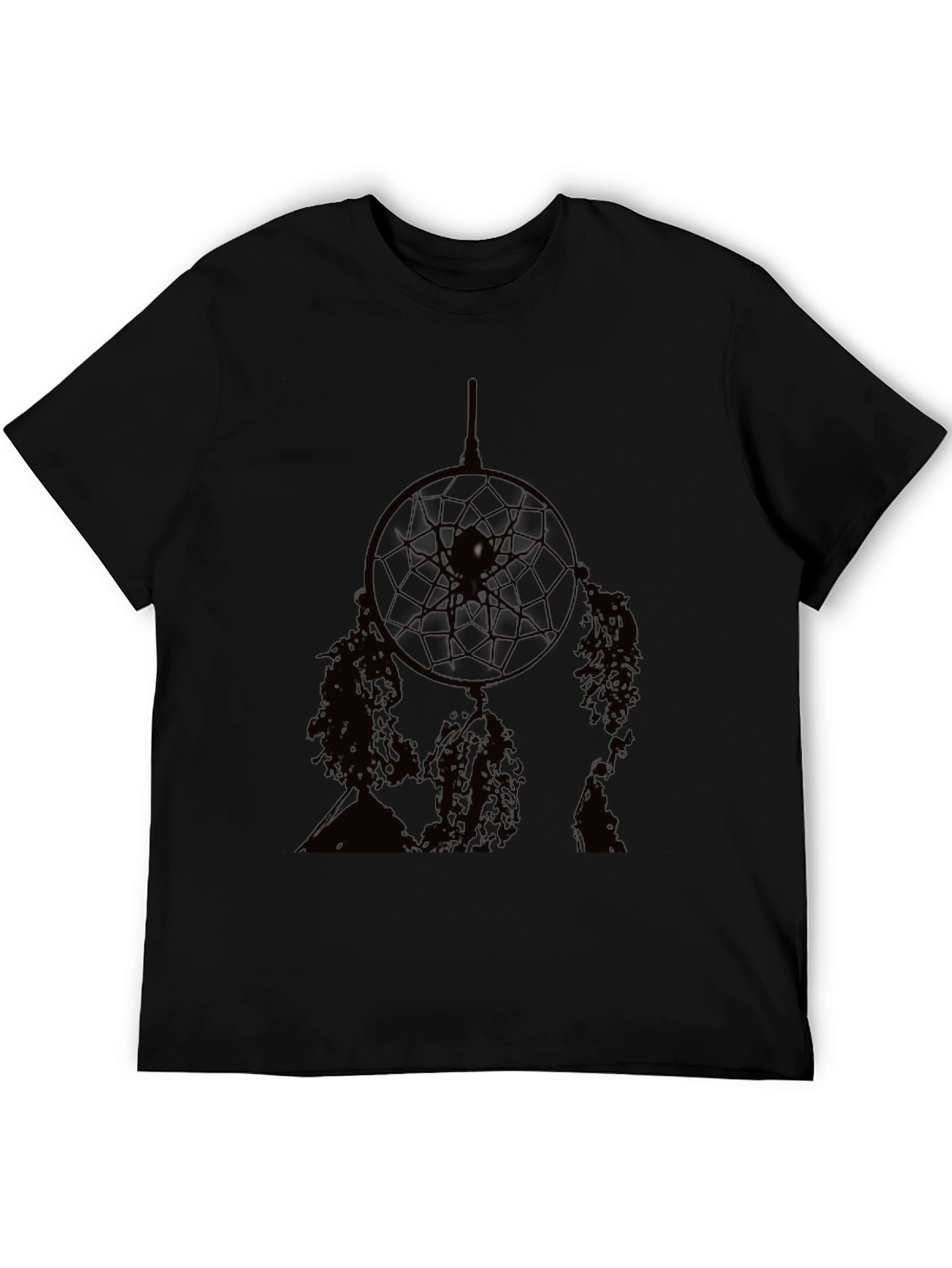 Camiseta Negra Hombre Diseño Atrapasueños Estilo Casual