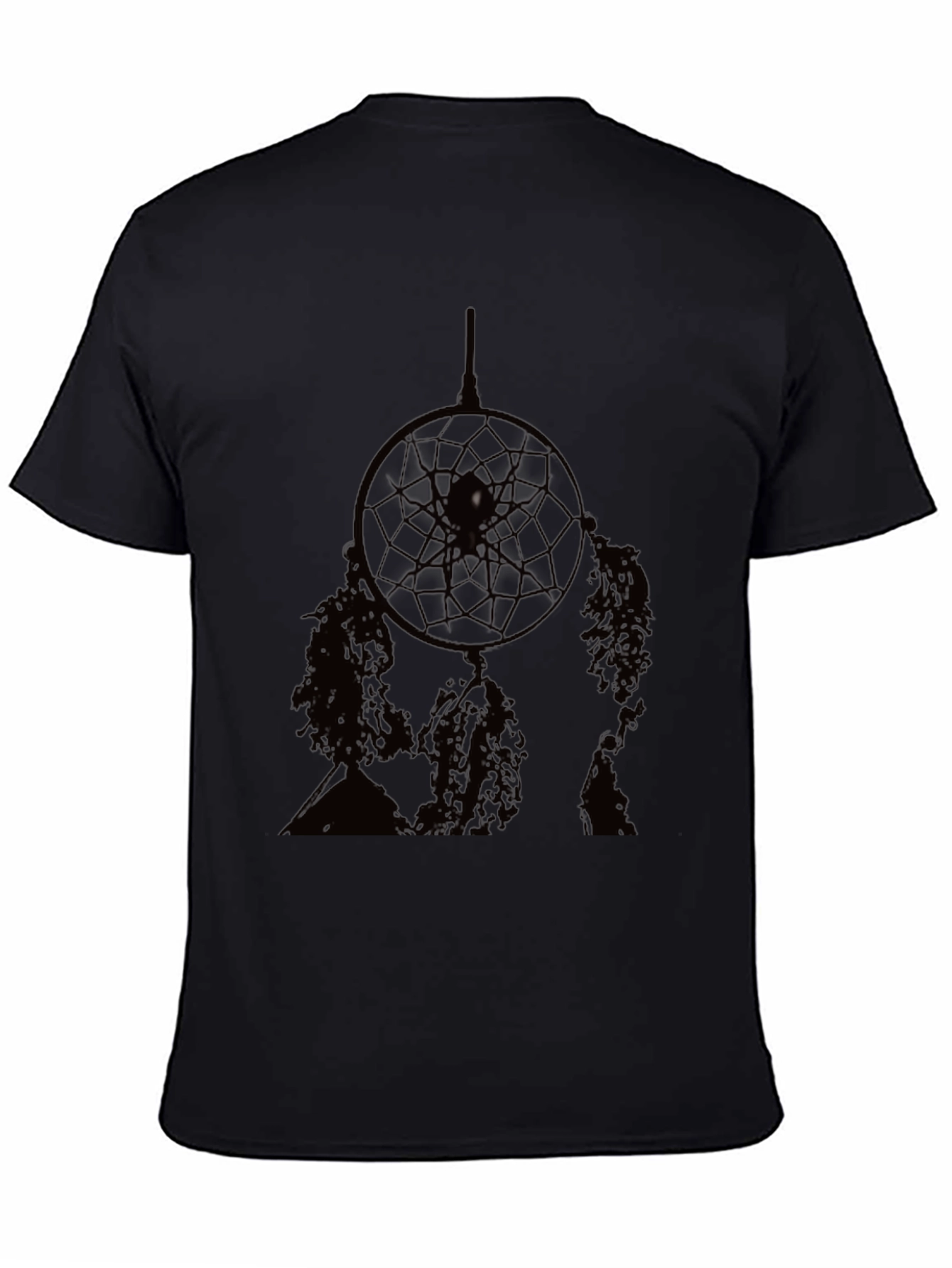 Camiseta Negra Hombre Diseño Atrapasueños Estilo Casual