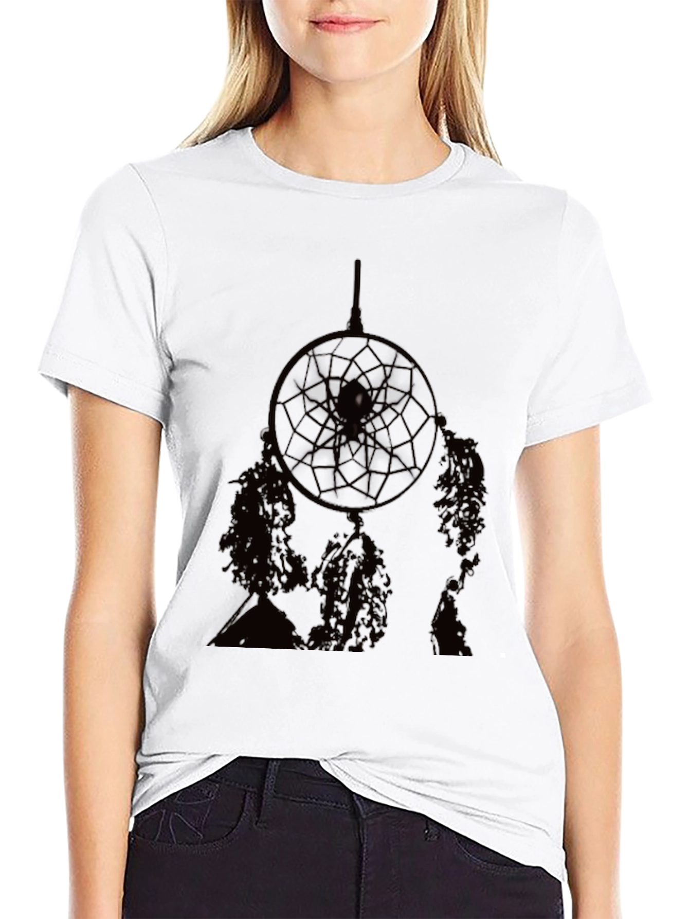 Camiseta Negra Hombre Diseño Atrapasueños Estilo Casual