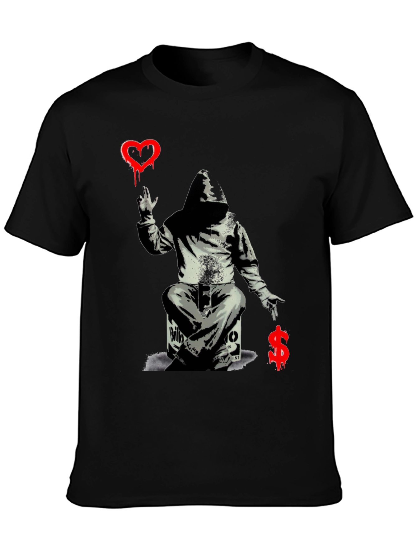 Camiseta Negra con Estampado Graffiti Artístico