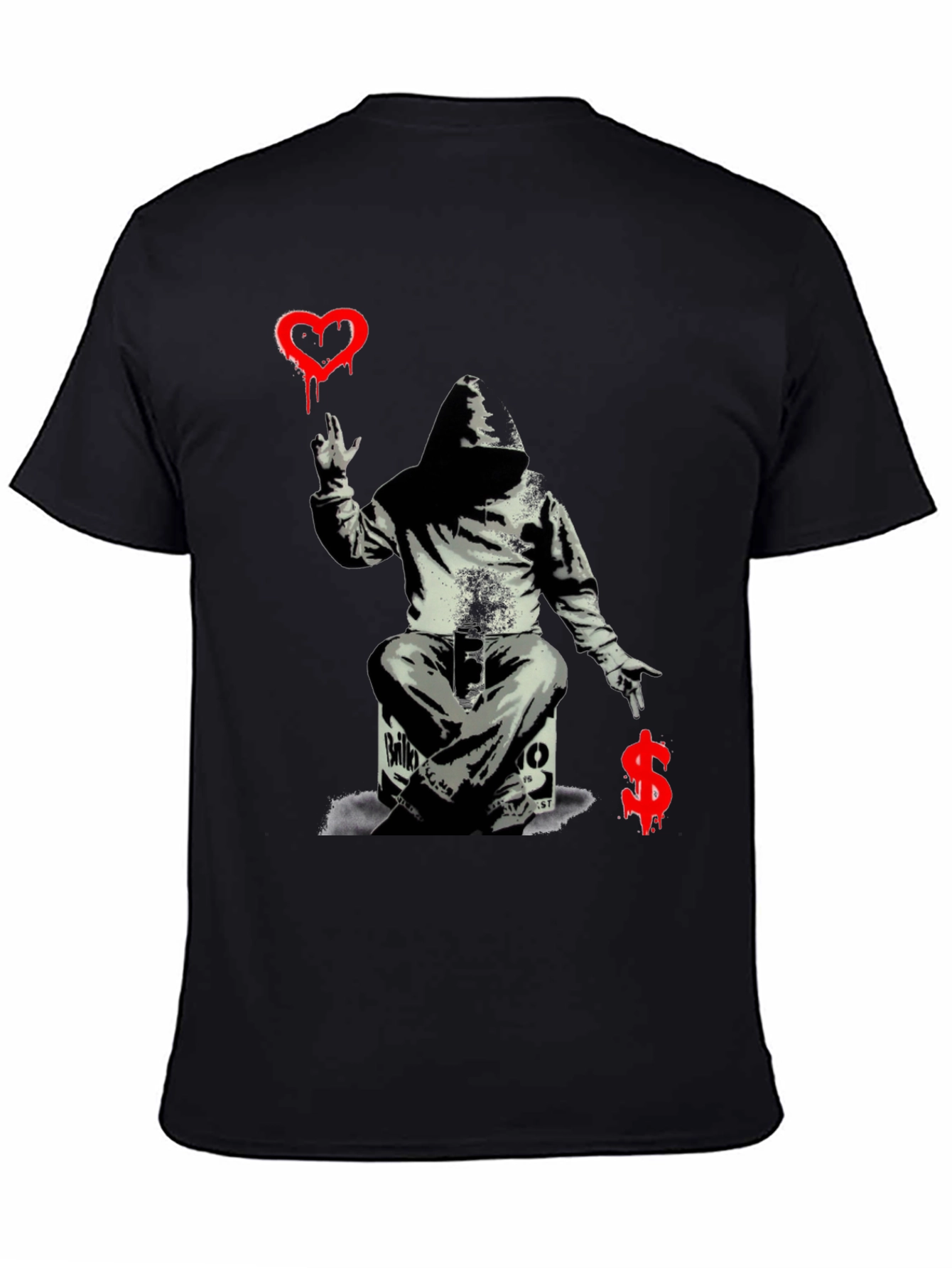 Camiseta Negra con Estampado Graffiti Artístico