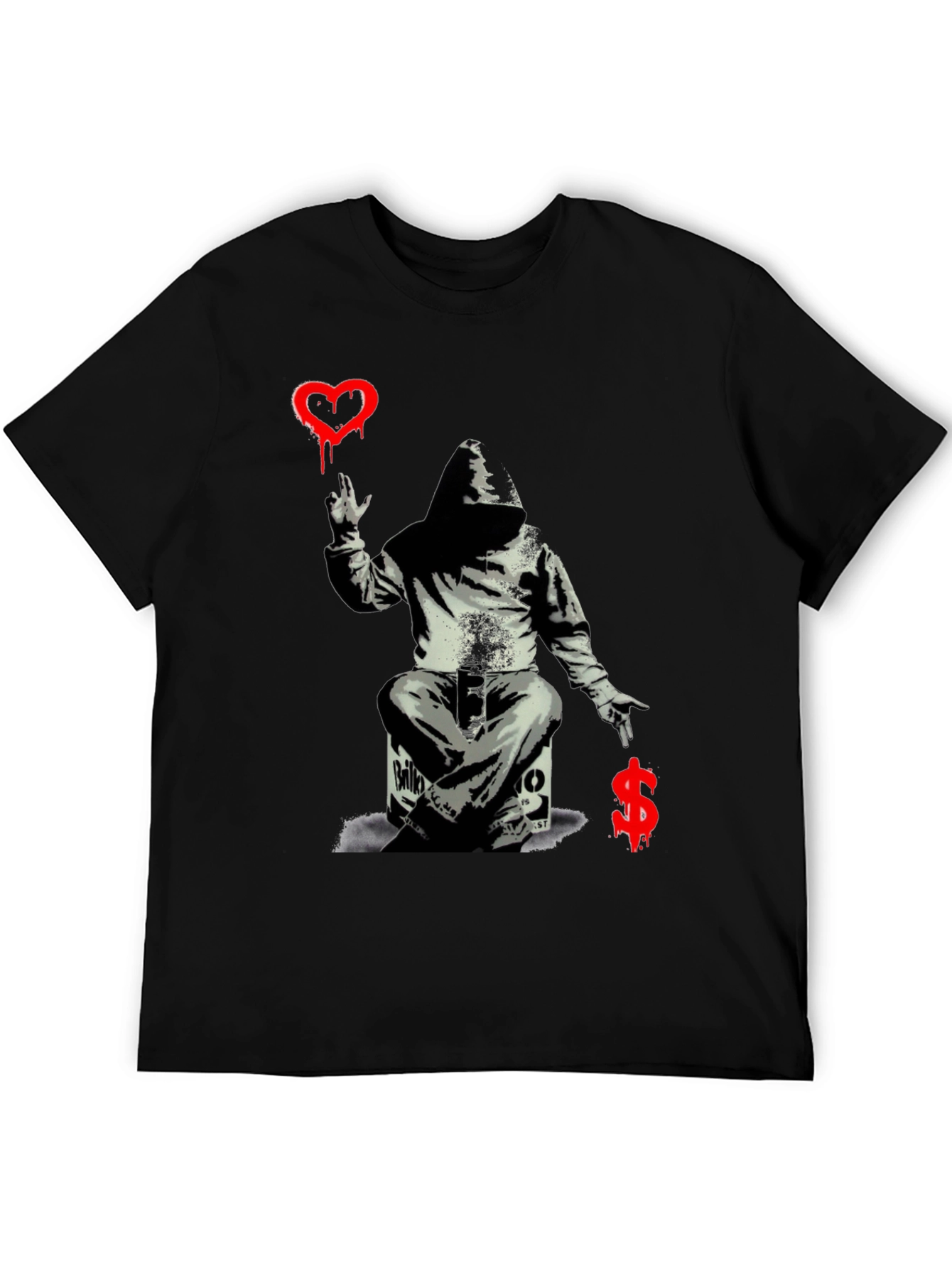 Camiseta Negra con Estampado Graffiti Artístico
