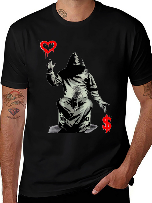 Camiseta Negra con Estampado Graffiti Artístico