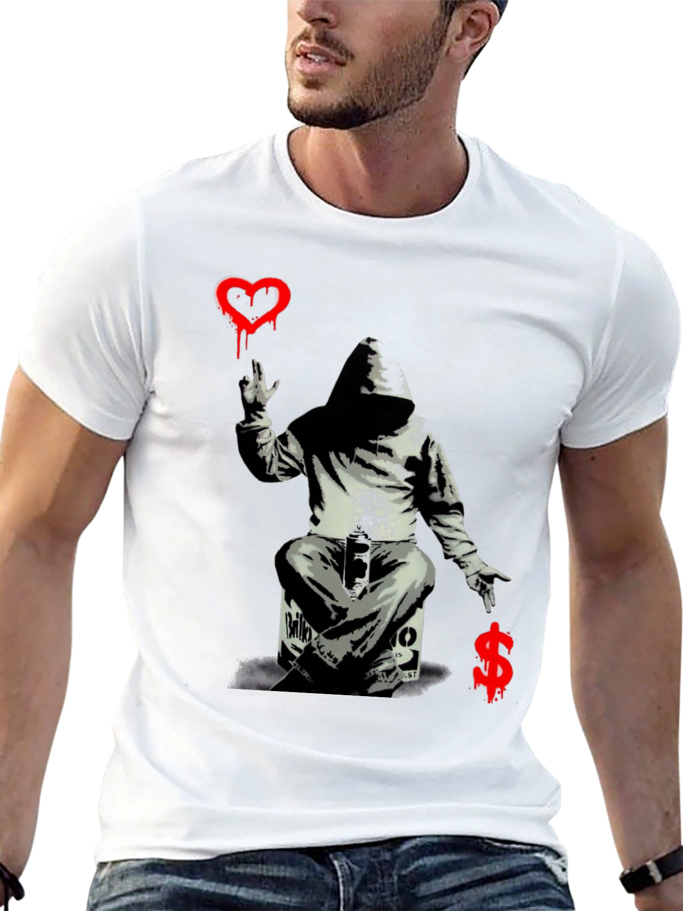 Camiseta Negra con Estampado Graffiti Artístico