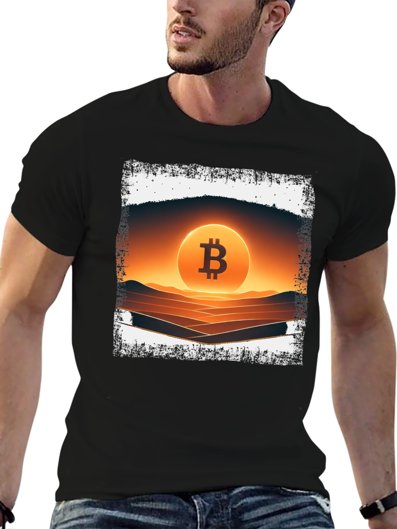 Camiseta Bitcoin Sunset para Hombre
