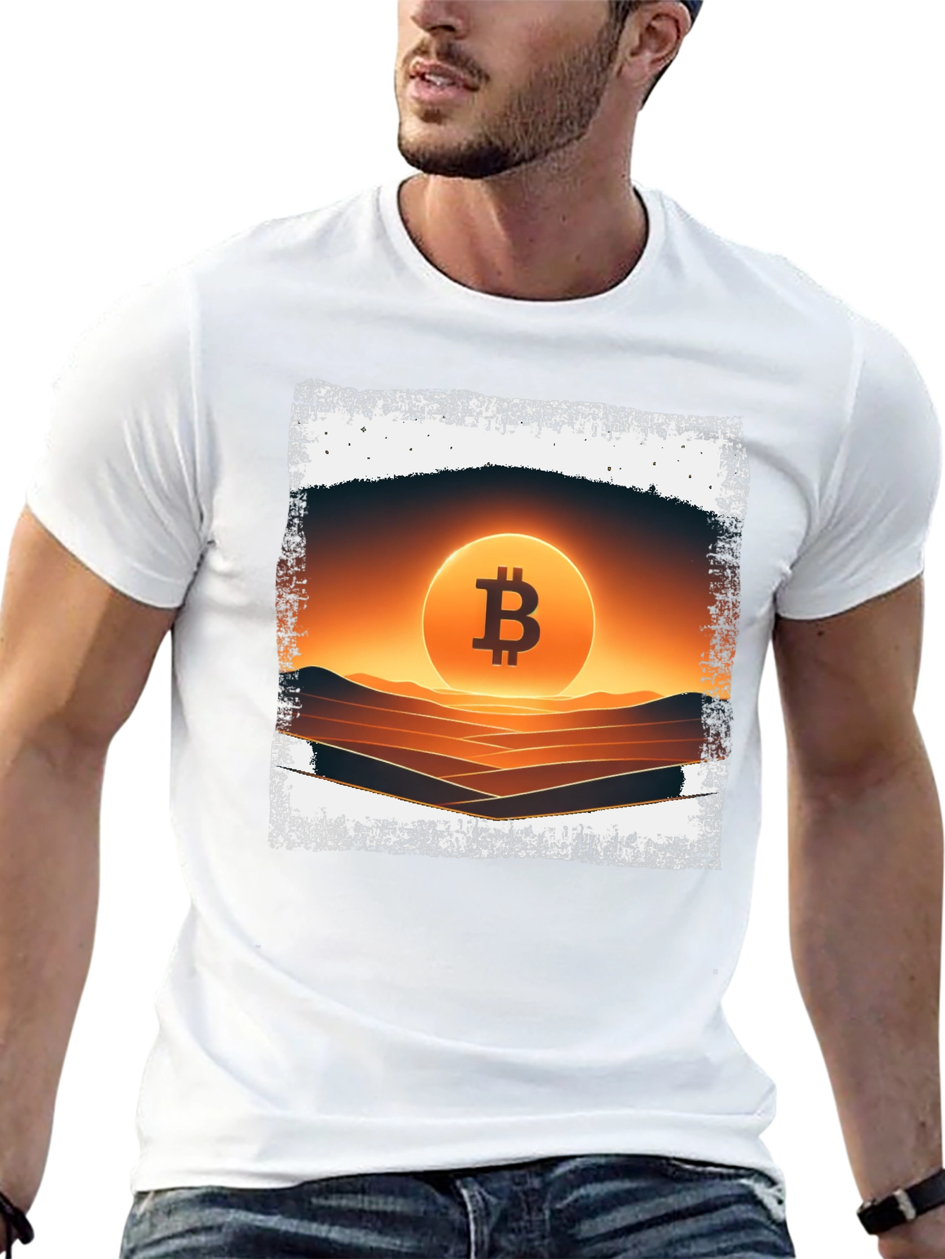 Camiseta Bitcoin Sunset para Hombre