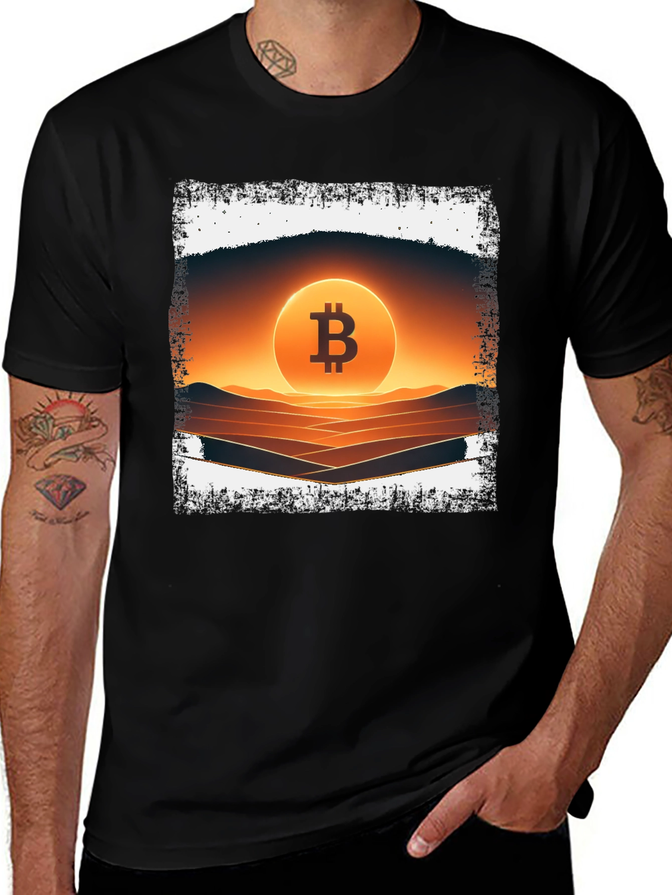Camiseta Bitcoin Sunset para Hombre