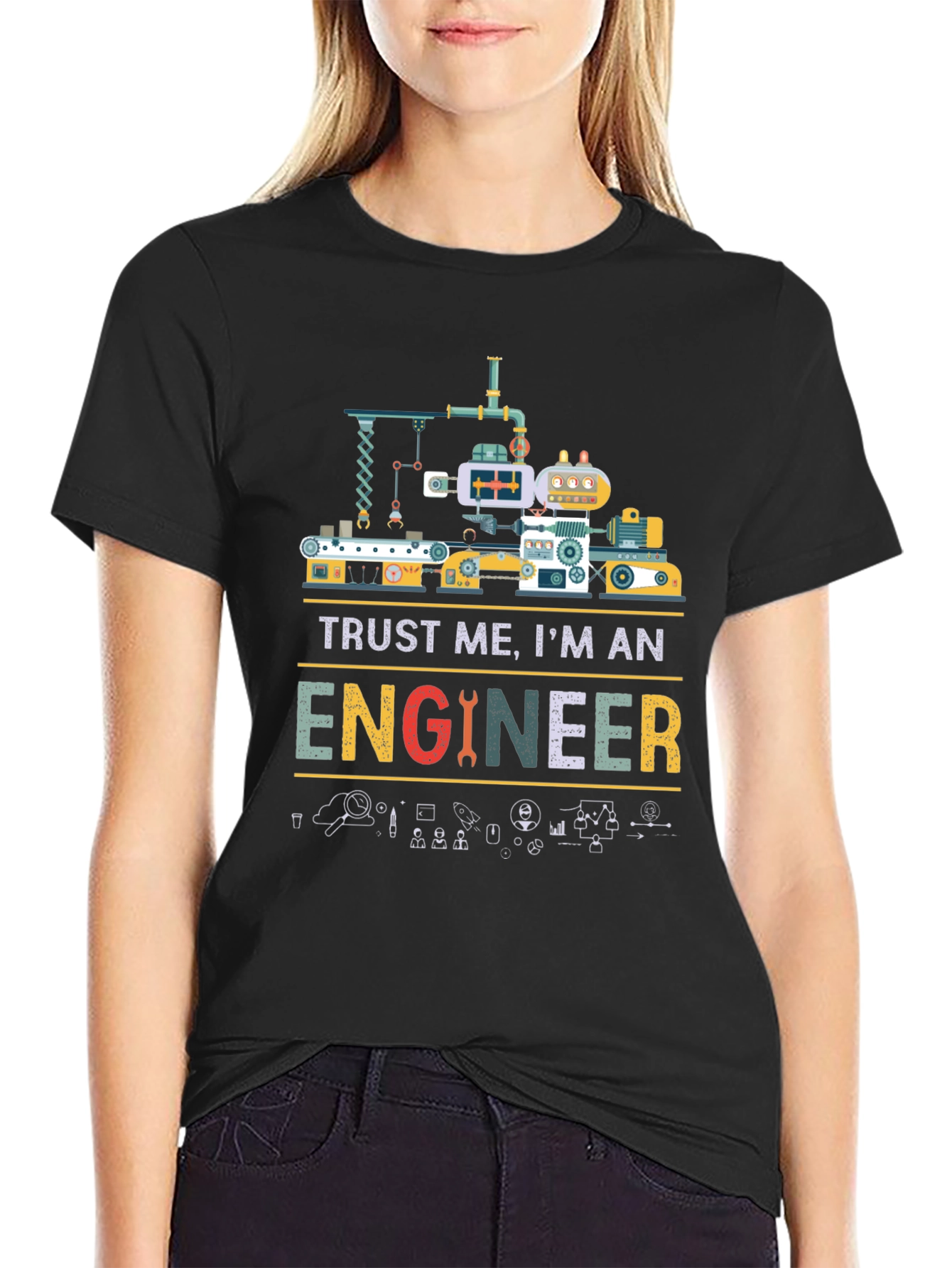 Camiseta Negra Trust Me Im An Engineer