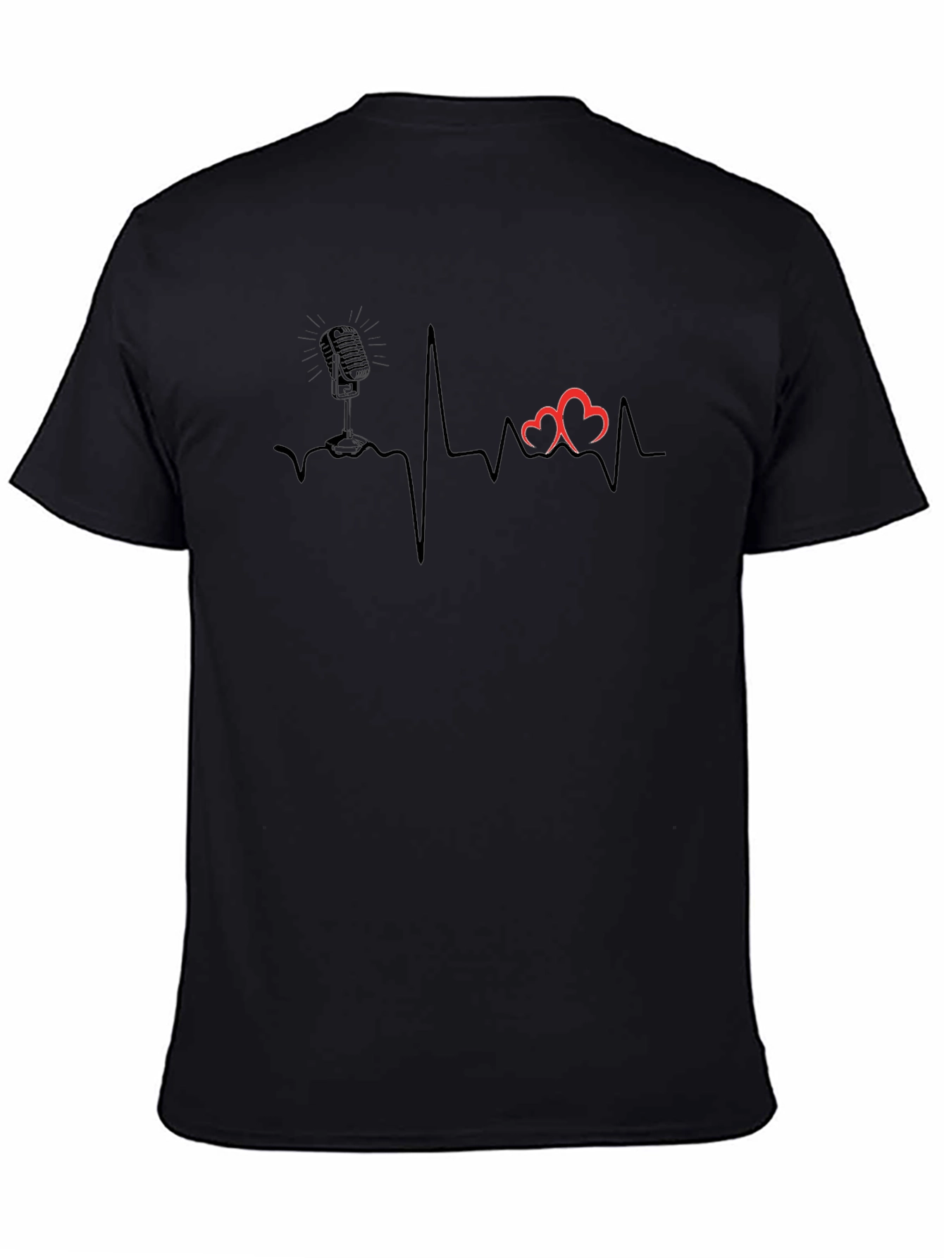 Camiseta Negra Corazón y Micrófono