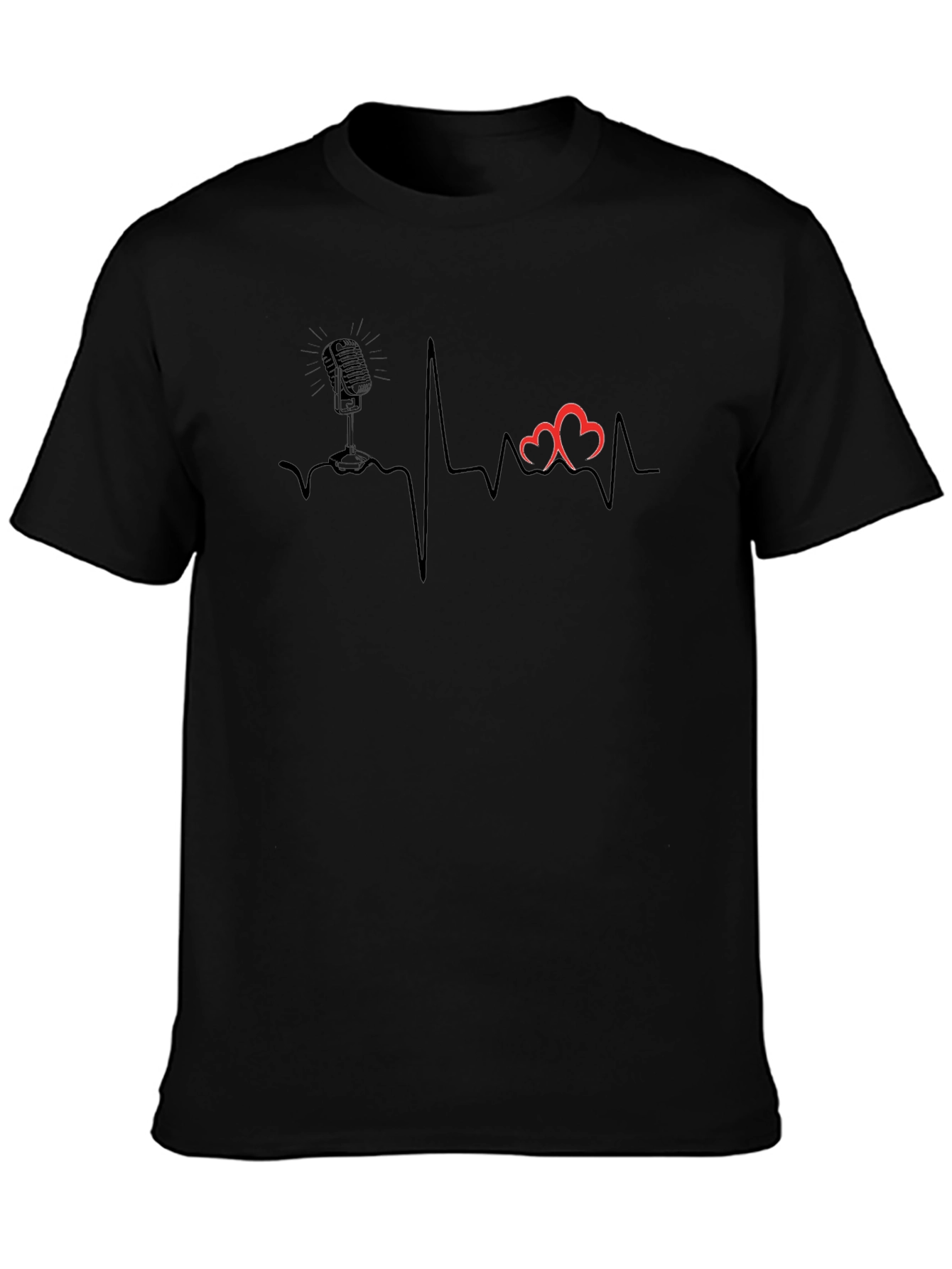 Camiseta Negra Corazón y Micrófono