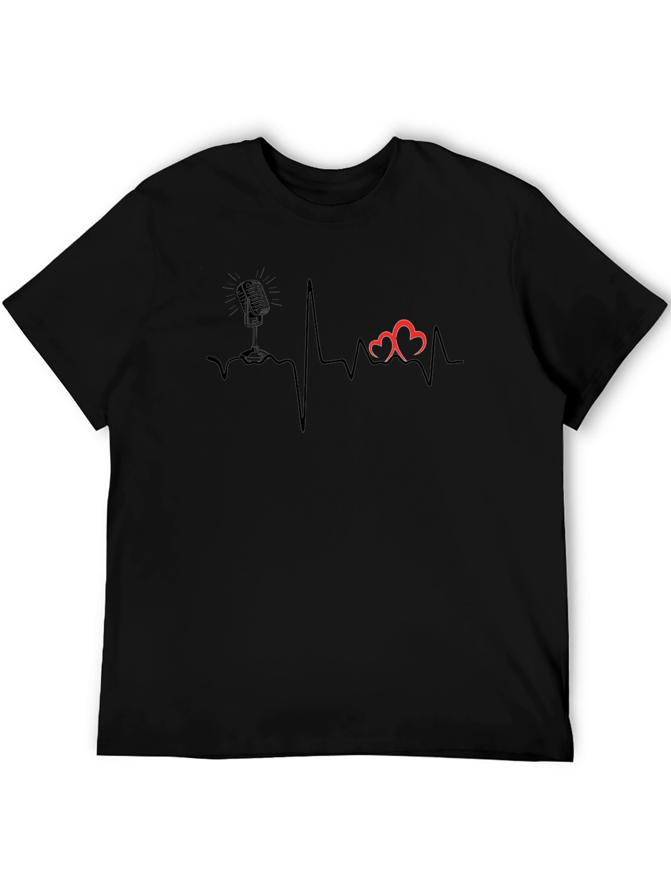 Camiseta Negra Corazón y Micrófono