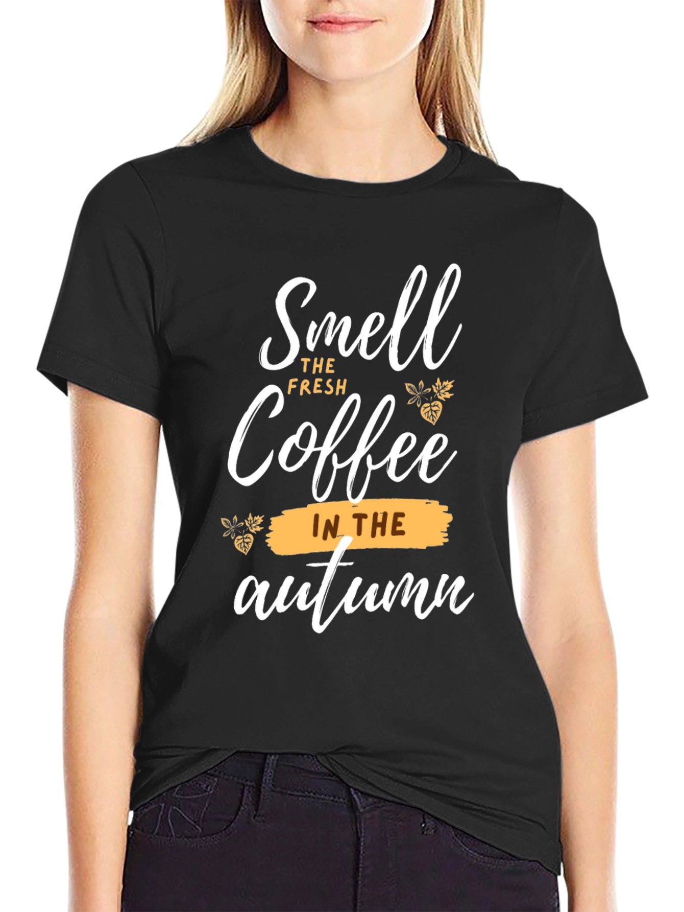 Camiseta Negra - Aroma a Café en Otoño