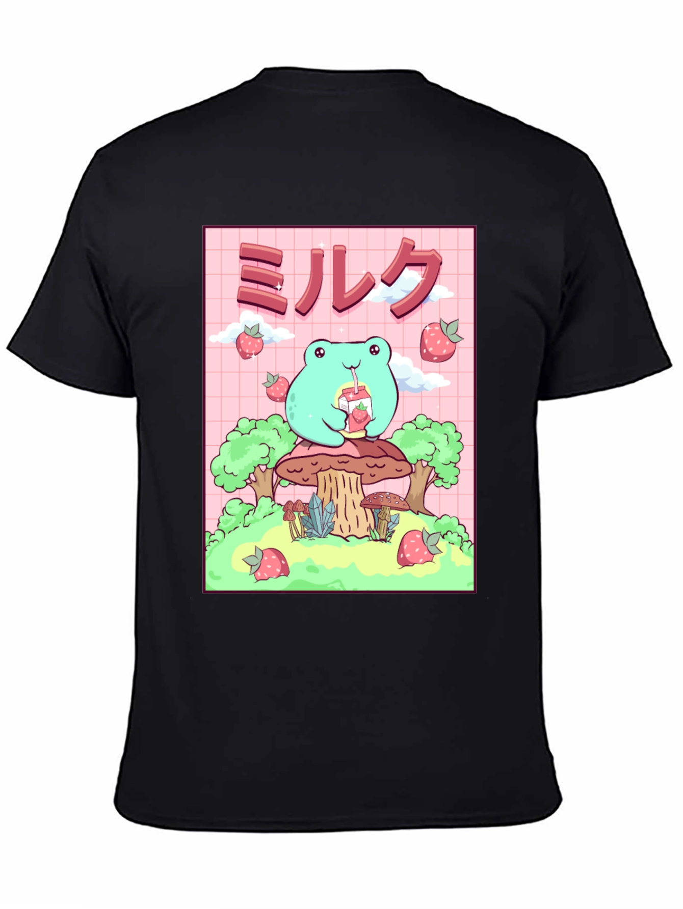 Camiseta Negra con Diseño de Rana Kawaii